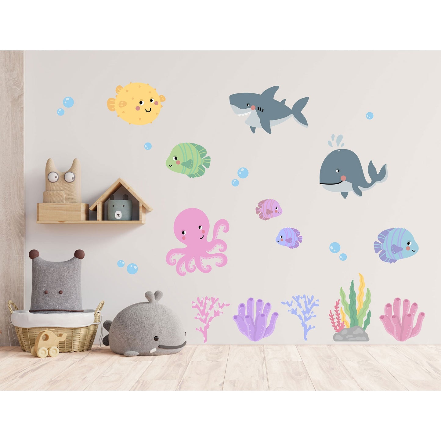 Fish Nursery Wall Sticker Sea Creature Wall Sticker Ocean Fish Decal Fish Fish Bedroom Decor