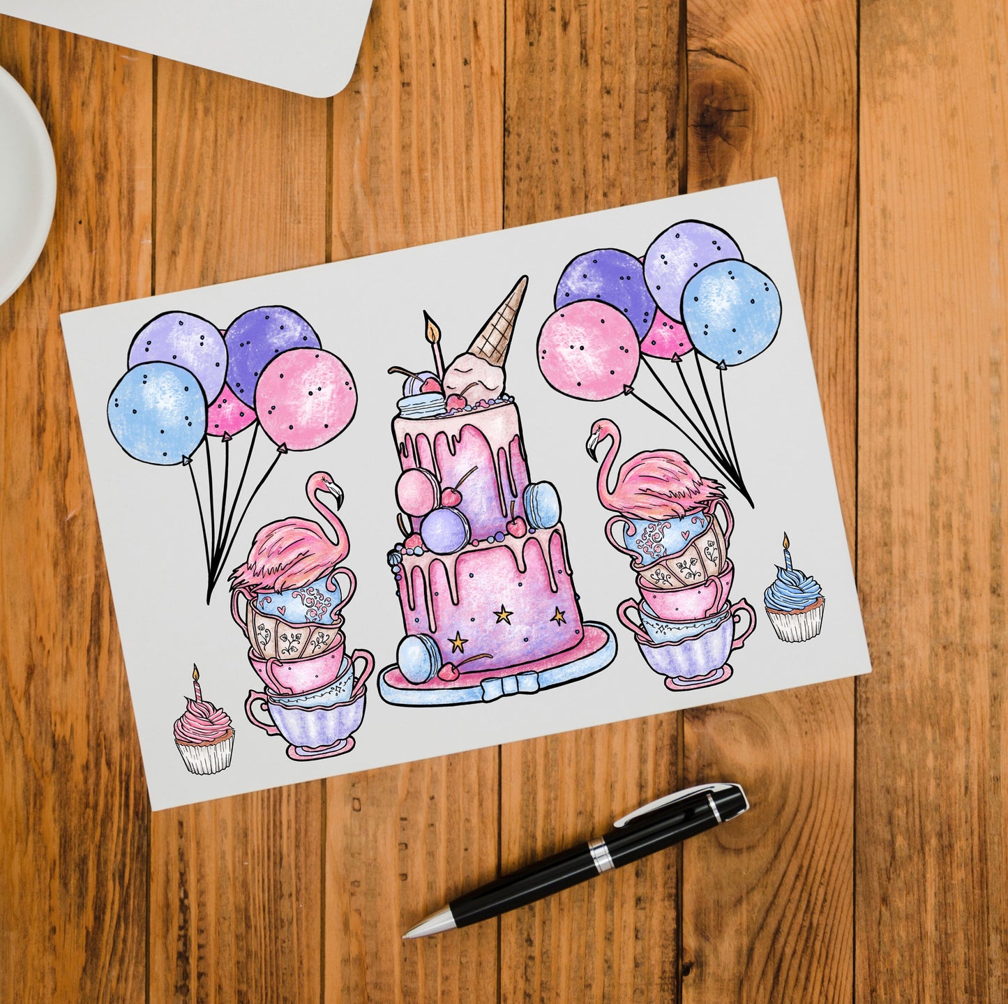 Flamingo Tea Party Sticker Sheet