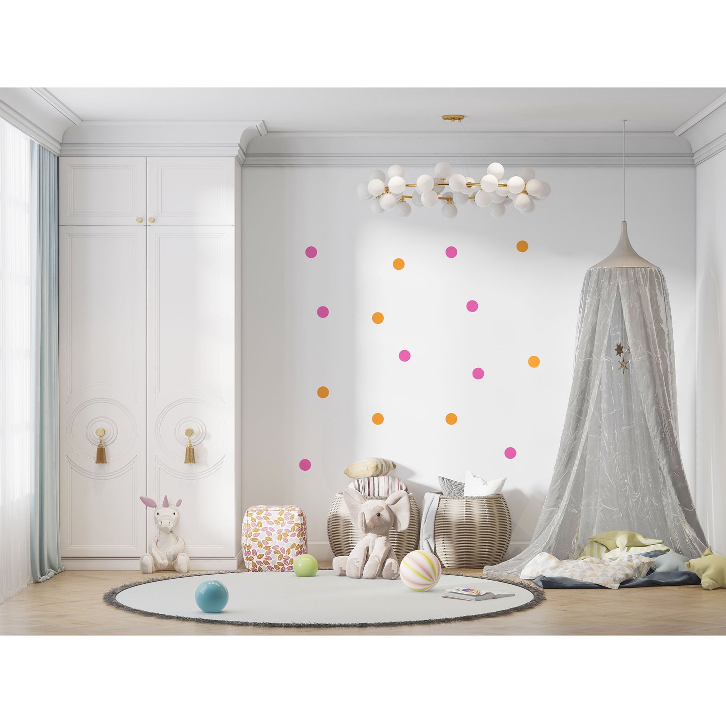 Pink and Orange Spots Wall Stickers