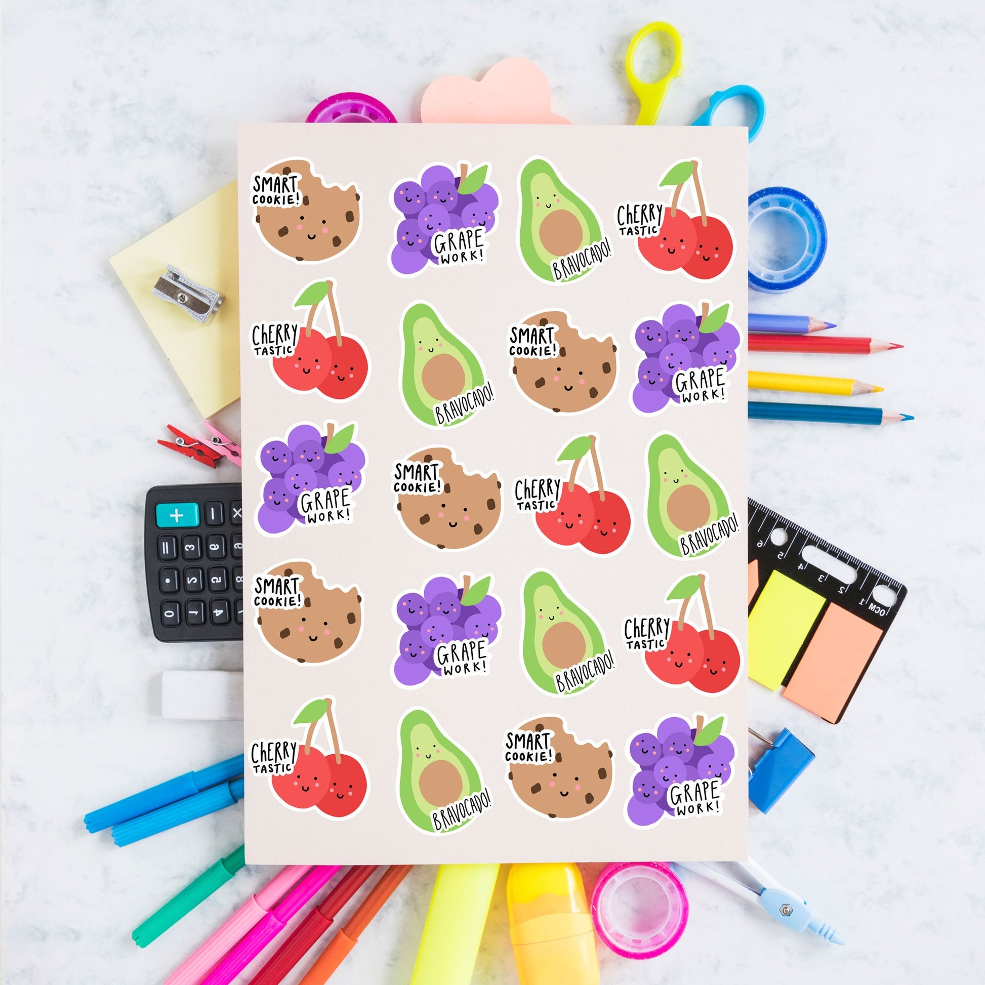 Food School Sticker Sheet, Teacher Stickers, Reward Stickers, Children's Stickers, Award Sticker, Teacher Award Sticker Sheet, Marking Work