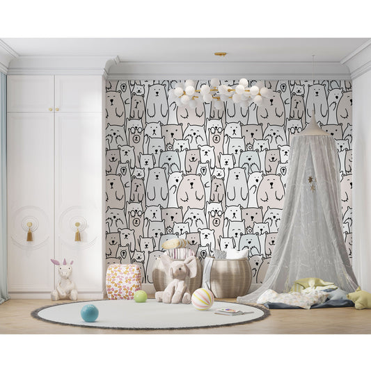 Boho Bear Wallpaper Boho Kids Room Decor Neutral Nursery Boho