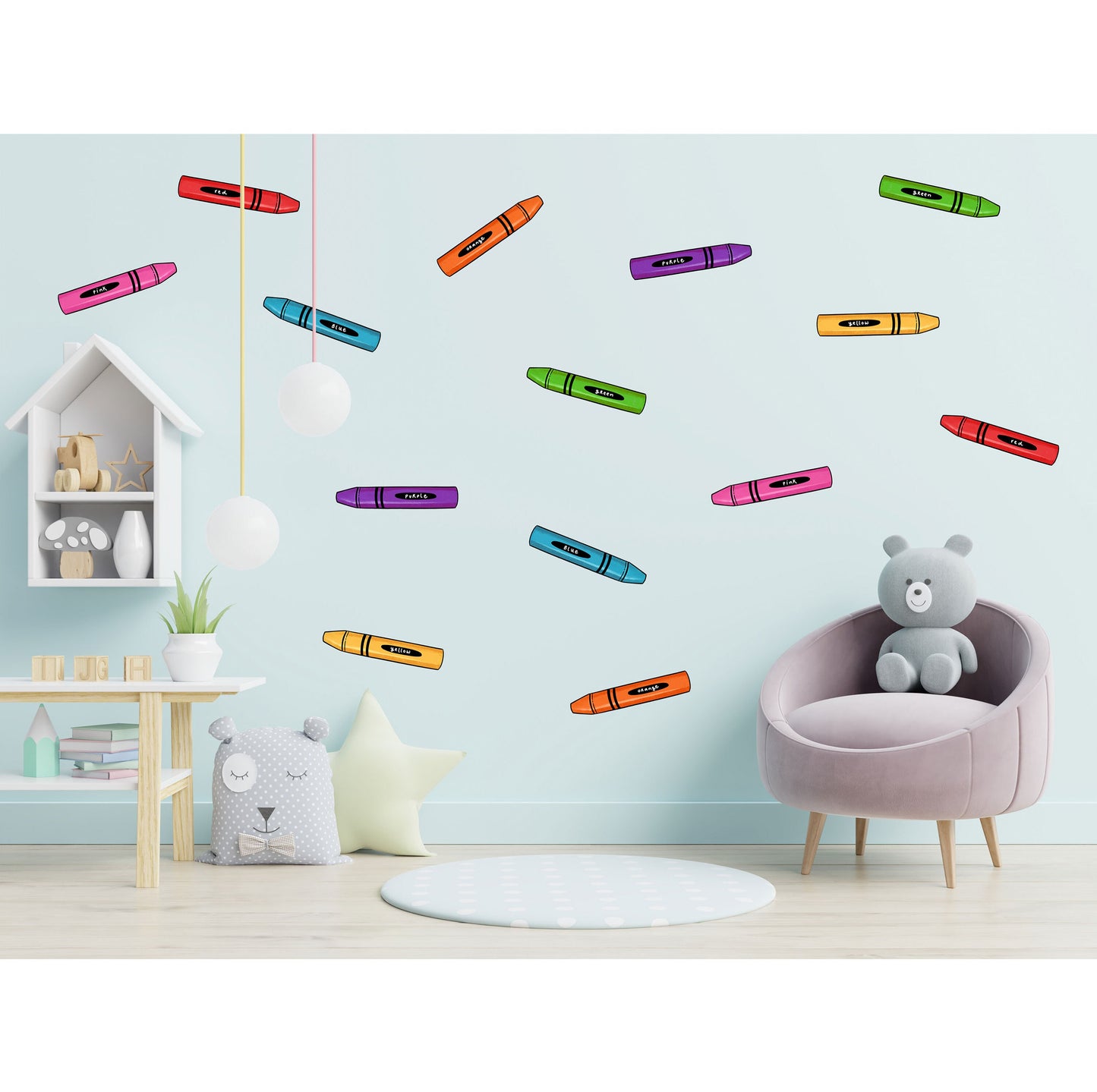 Coloured Crayons Wall Stickers, Nursery Wall Decor, Pencil Wall Stickers