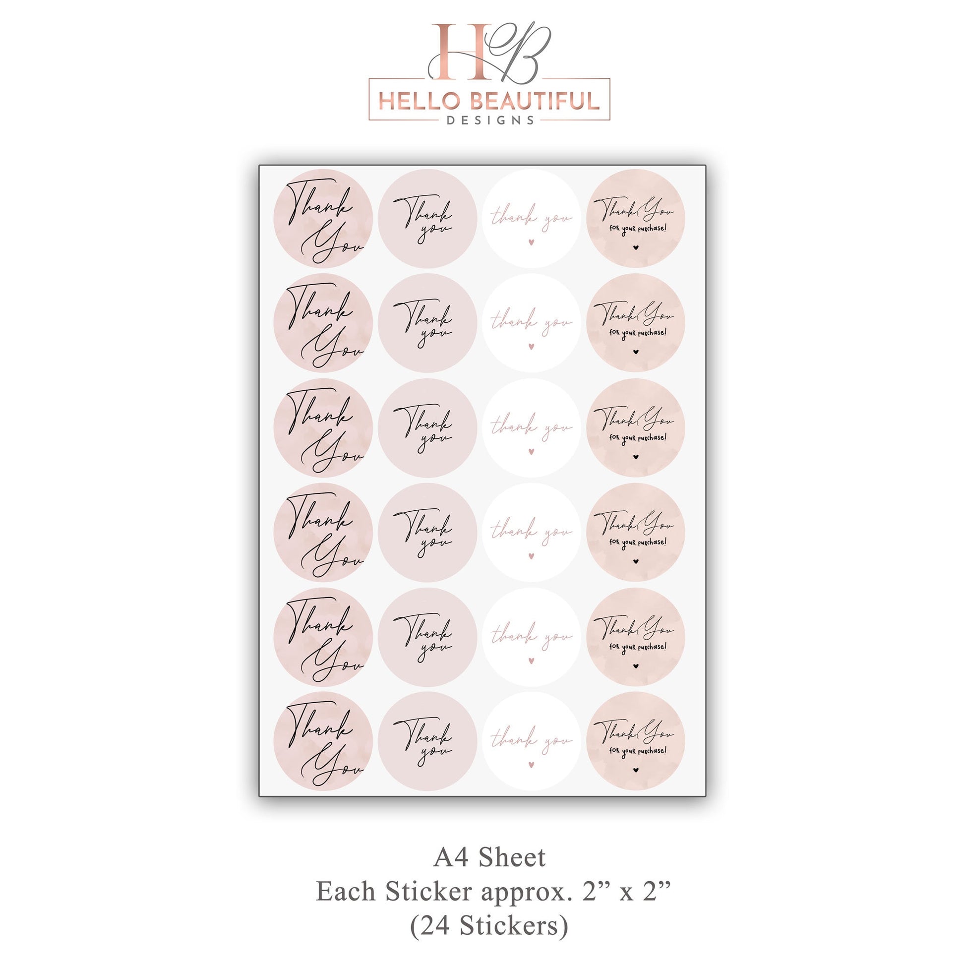 Neutral Pink Thank You Stickers, Small Business Stickers, Thank You Stickers