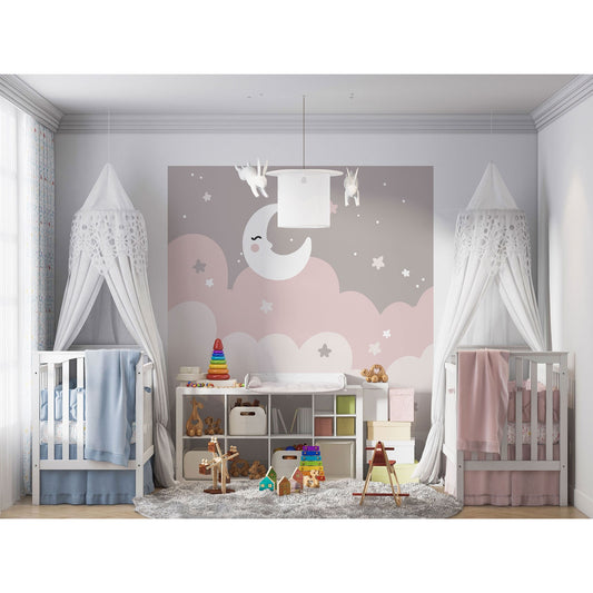 Pink Night Sky Wall Sticker, Nursery Wall Decal