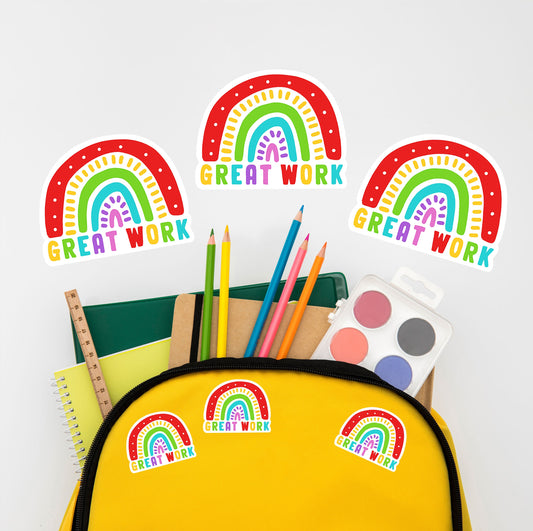 Great Work Rainbow Stickers, Teacher Stickers, Classroom Stickers, Primary School Stickers, Teacher Awards, Back to School, Rainbow Stickers