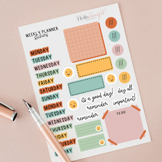 Colourful Daily Motivation Weekly Planner Sticker Sheet