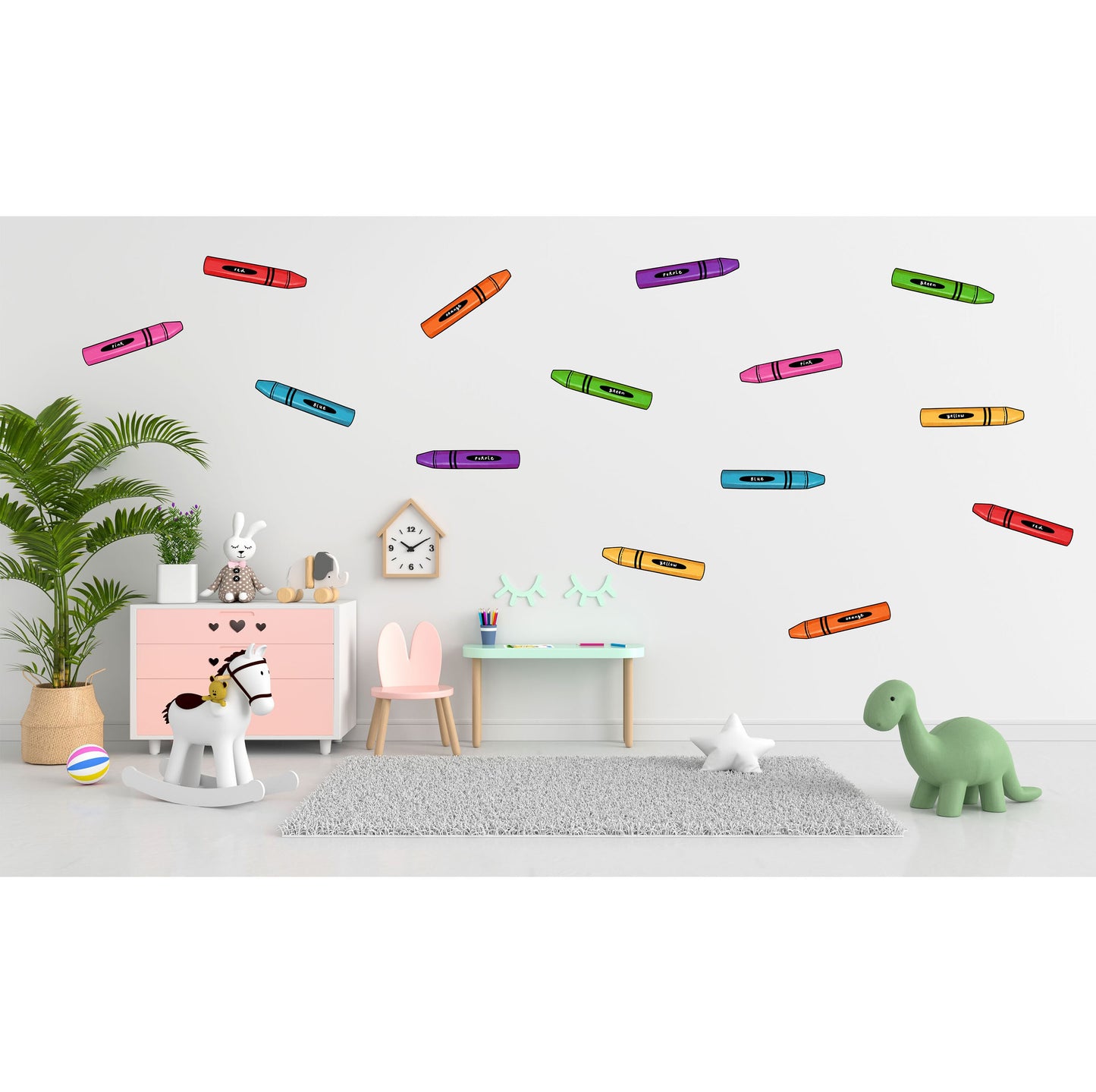 Coloured Crayons Wall Stickers, Nursery Wall Decor, Pencil Wall Stickers