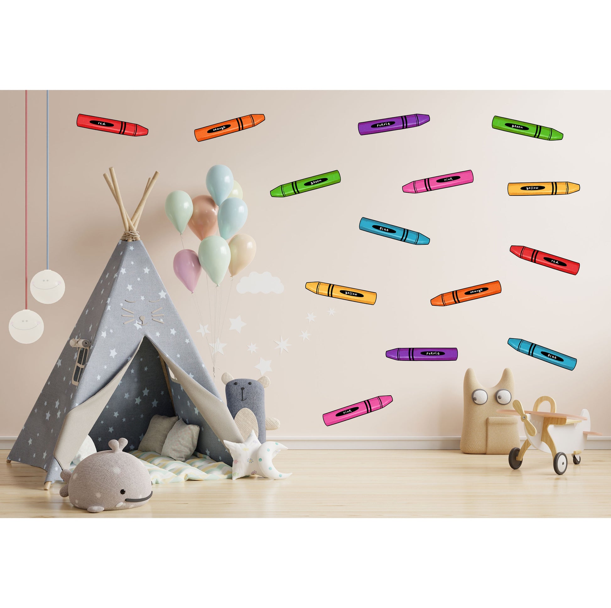 Coloured Crayons Wall Stickers, Nursery Wall Decor, Pencil Wall Stickers