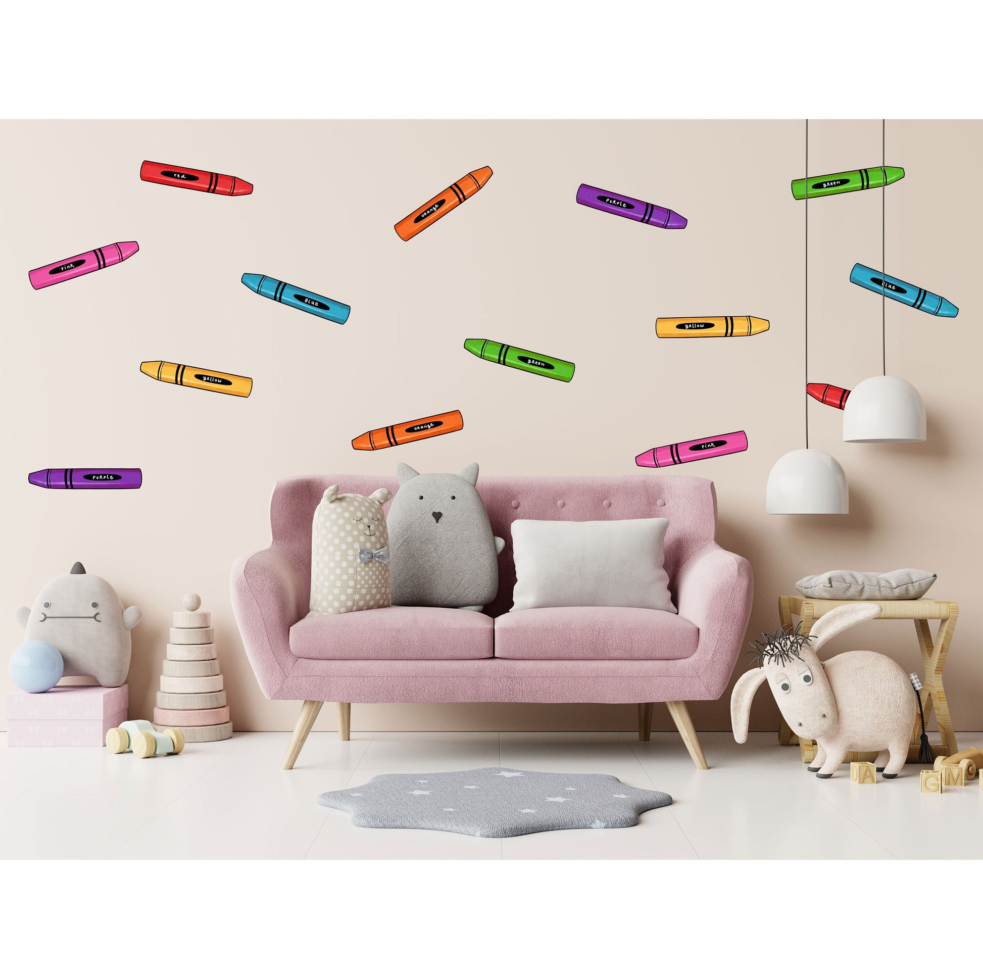 Coloured Crayons Wall Stickers, Nursery Wall Decor, Pencil Wall Stickers