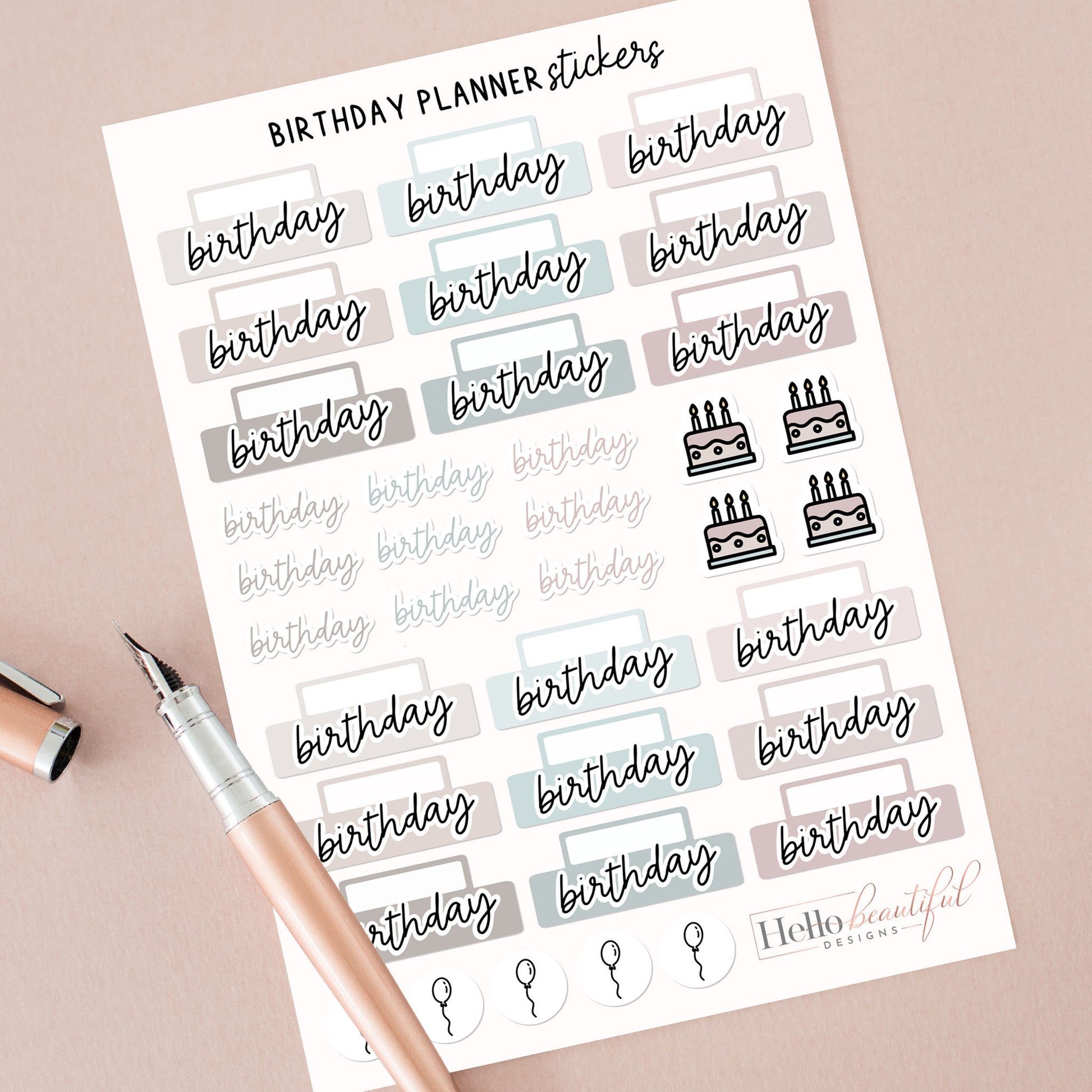 Birthday Planner Stickers, Birthday Icons Stickers, Birthday Stickers, Organisation Stickers, Planner Stickers, Birthday Calendar Stickers