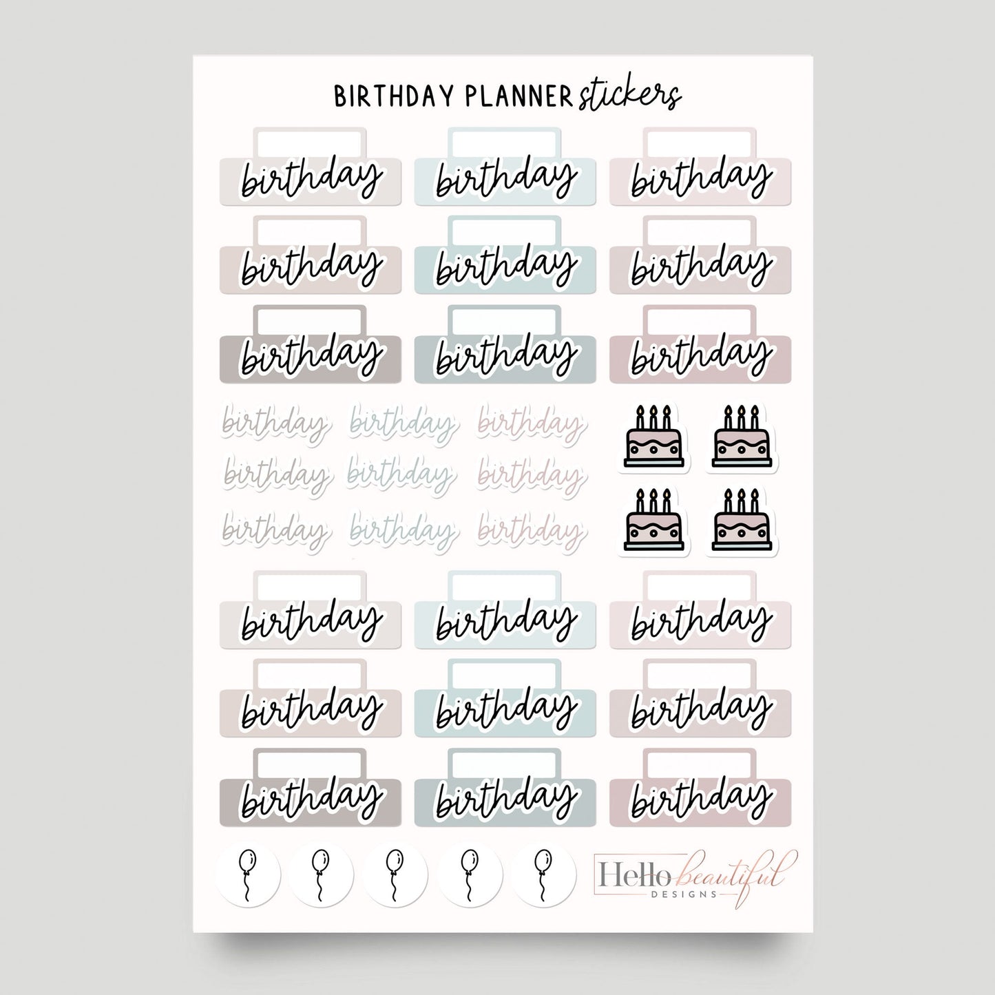 Birthday Planner Stickers, Birthday Icons Stickers, Birthday Stickers, Organisation Stickers, Planner Stickers, Birthday Calendar Stickers