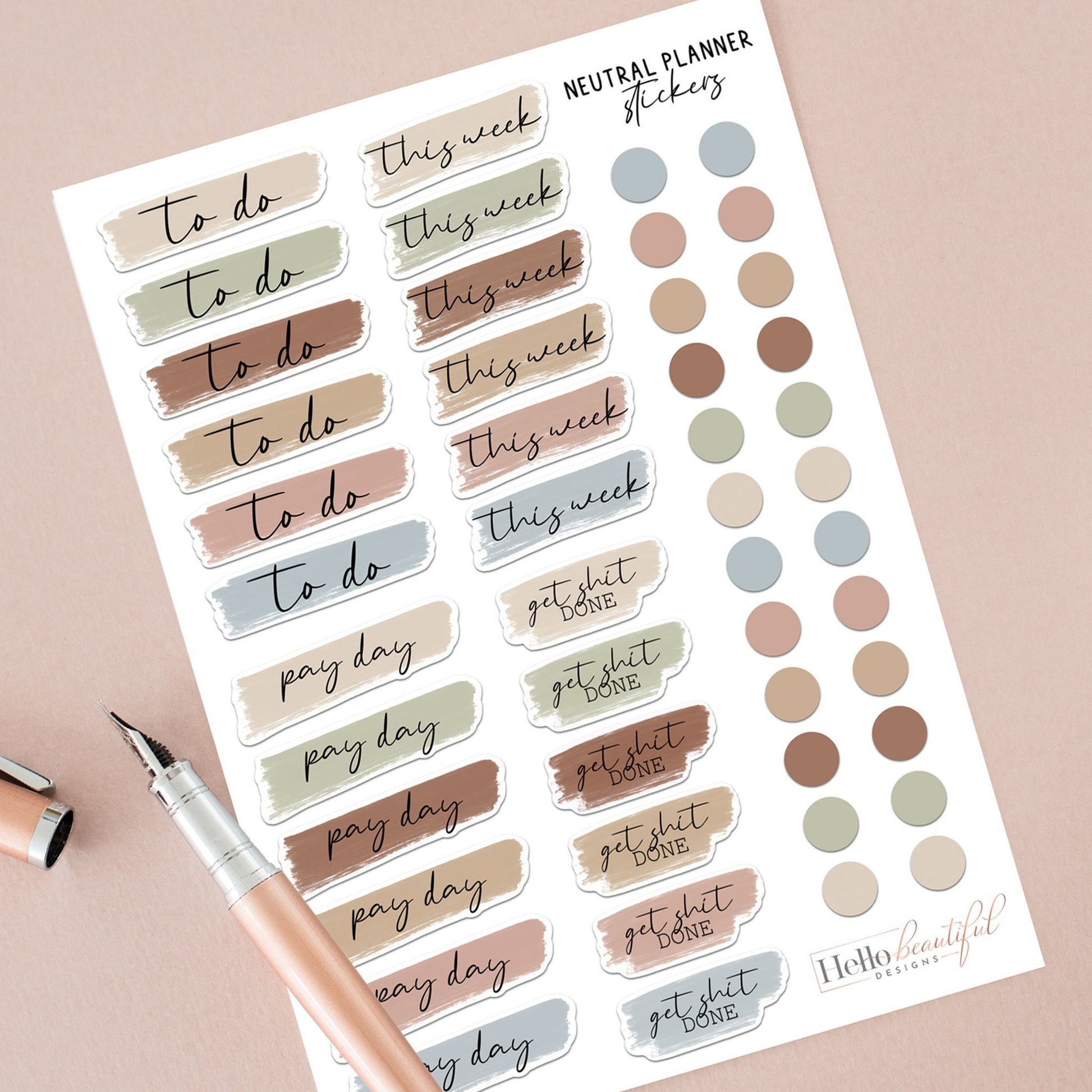 Neutral Planner Stickers, Weekly Planner Stickers, Notepad Stickers, Organisation Stickers, Planner Stickers, Notebook Stickers, To Do