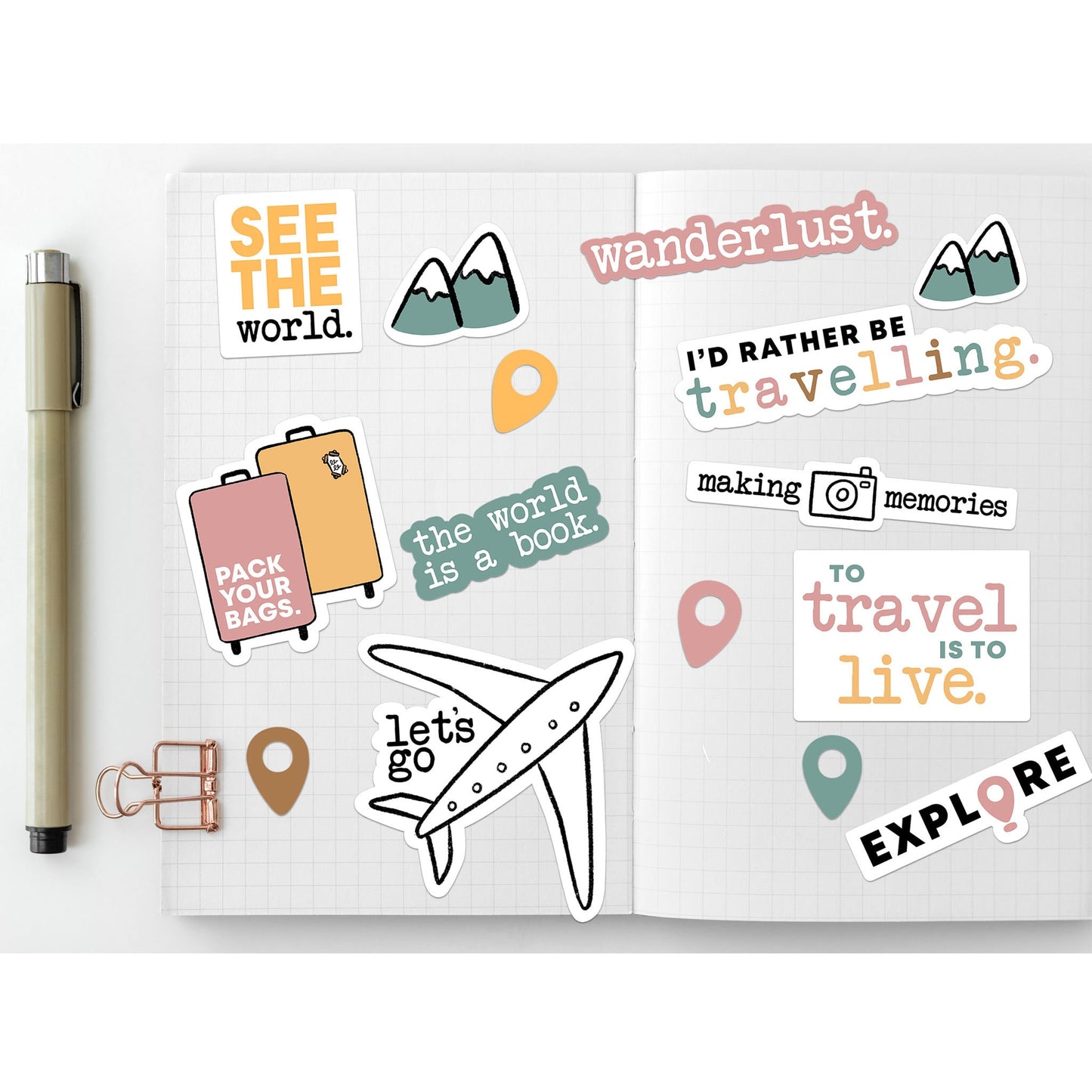 Travel Quote Stickers, Quote Stickers, Laptop Stickers