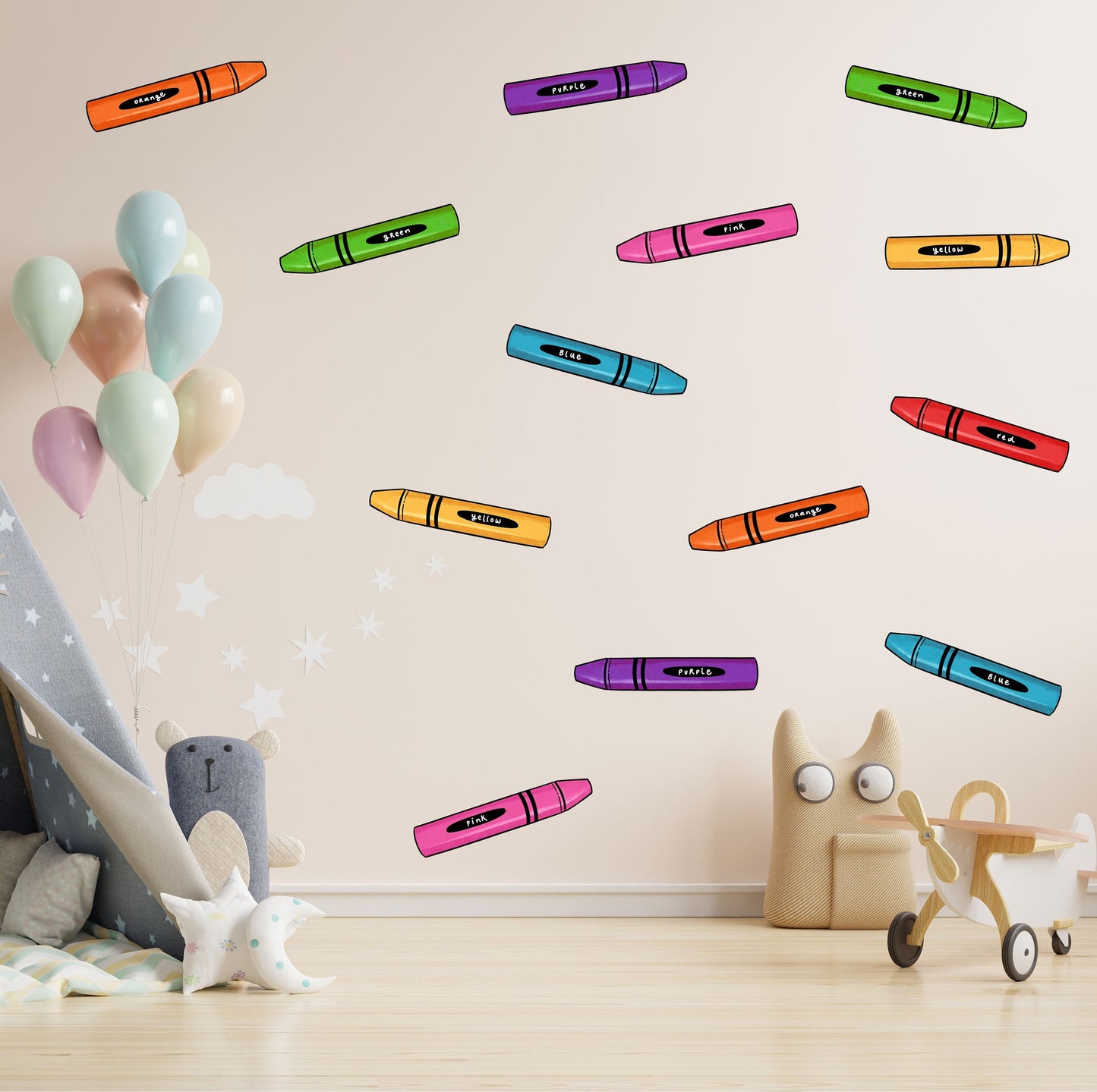 Coloured Crayons Wall Stickers, Nursery Wall Decor, Pencil Wall Stickers