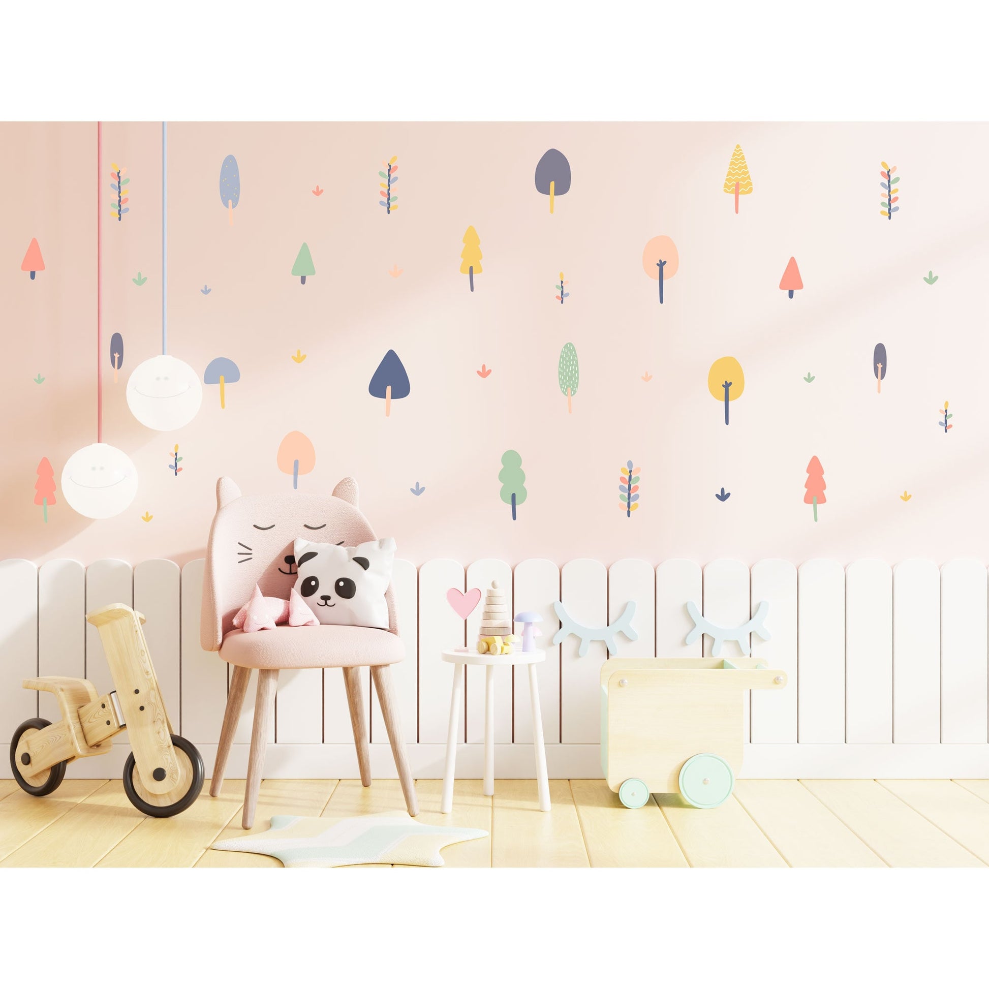 Tree Wall Stickers Nursery Wall Stickers Woodland Wall Stickers Kids Room Wall Playroom Colourful