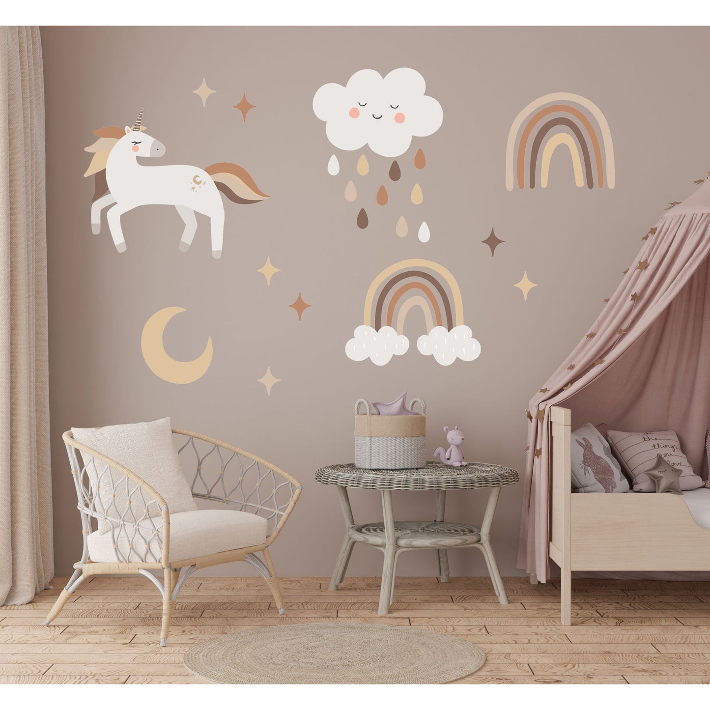 Boho Unicorn Wall Sticker Girl Unicorn Sticker Unicorn Playroom Sticker