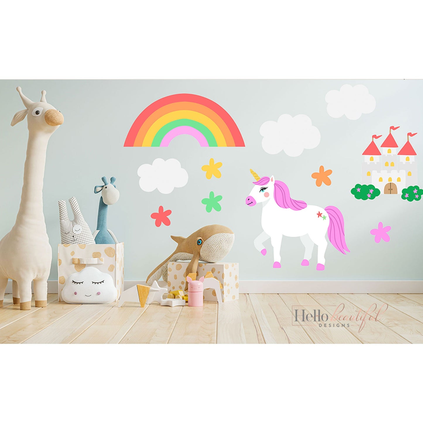 Rainbow Unicorn Wall Stickers, Nursery Wall Stickers, Unicorns Wall Decal