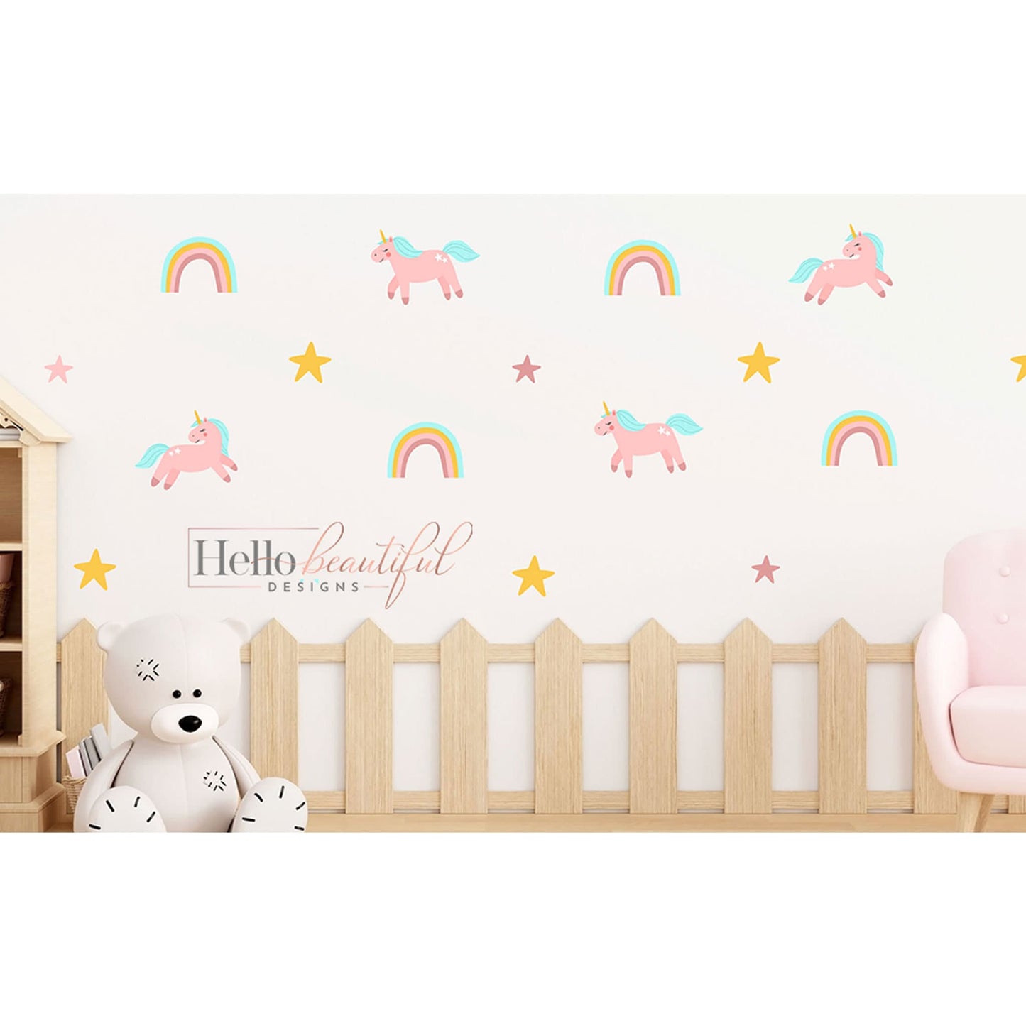 Sticker Girl Unicorn Rainbow Wall Sticker Unicorn Wall Decal Pink Rainbow