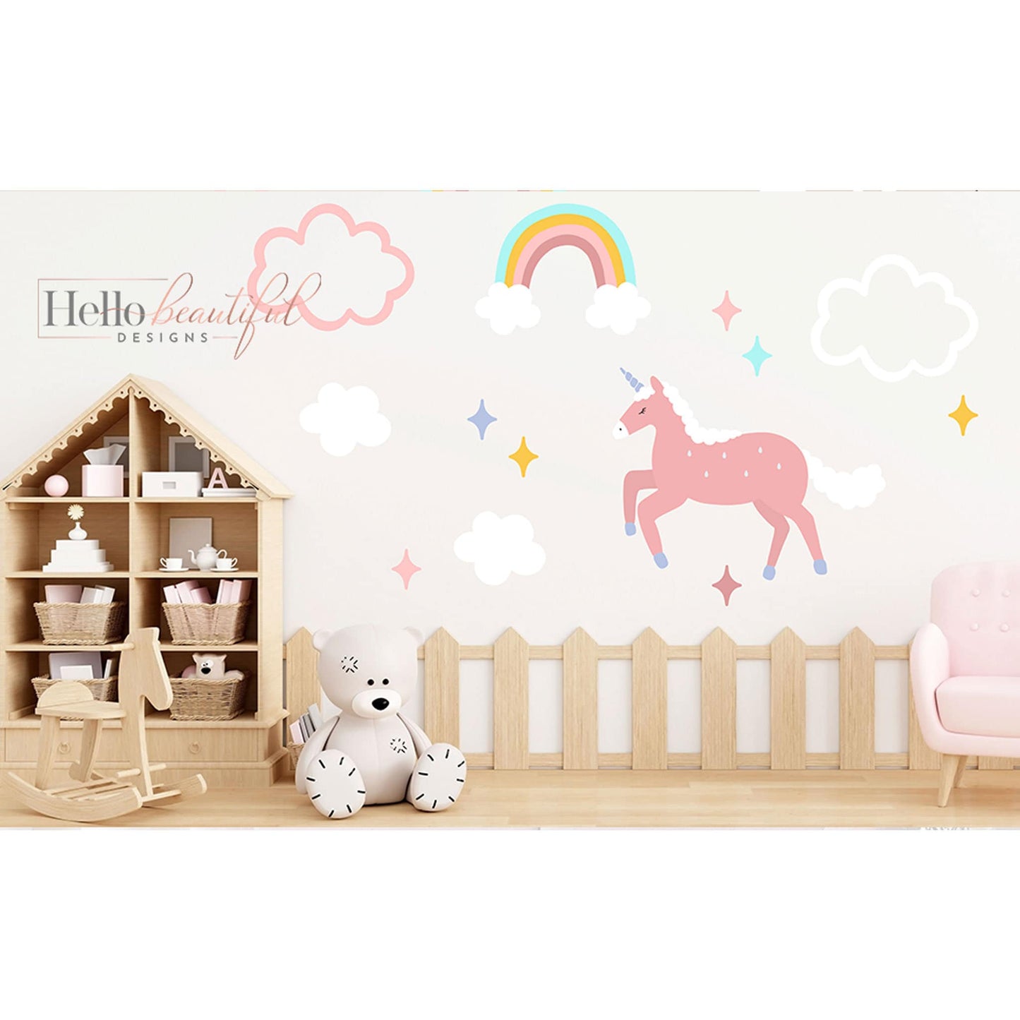 Unicorn Wall Decal Rainbow Unicorn Sticker Girl Wall Decal n Sticker Playroom Decal