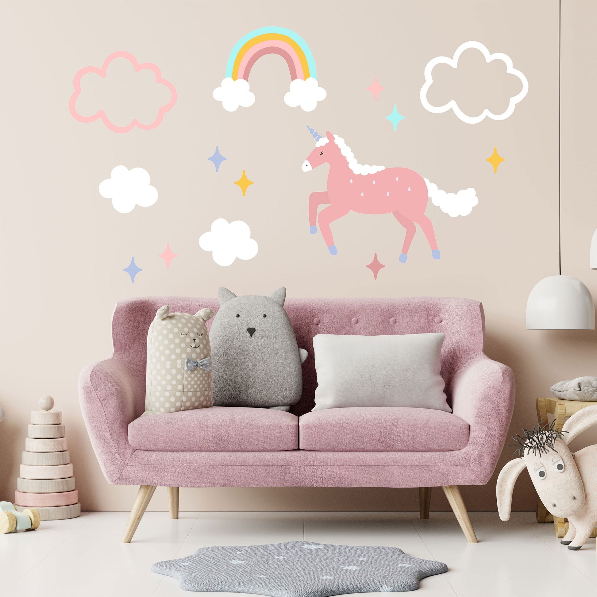 Unicorn Wall Sticker Unicorn Rainbow Mural Nursery Unicorn