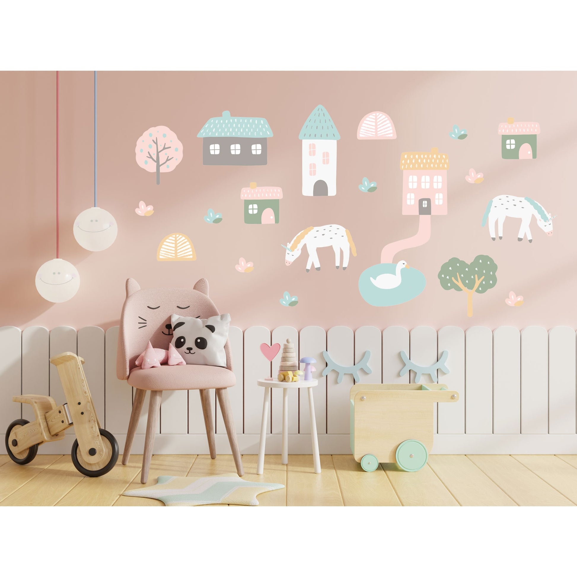 Unicorn Farm Wall Stickers, Nursery Wall Stickers, Unicorns Wall Decal