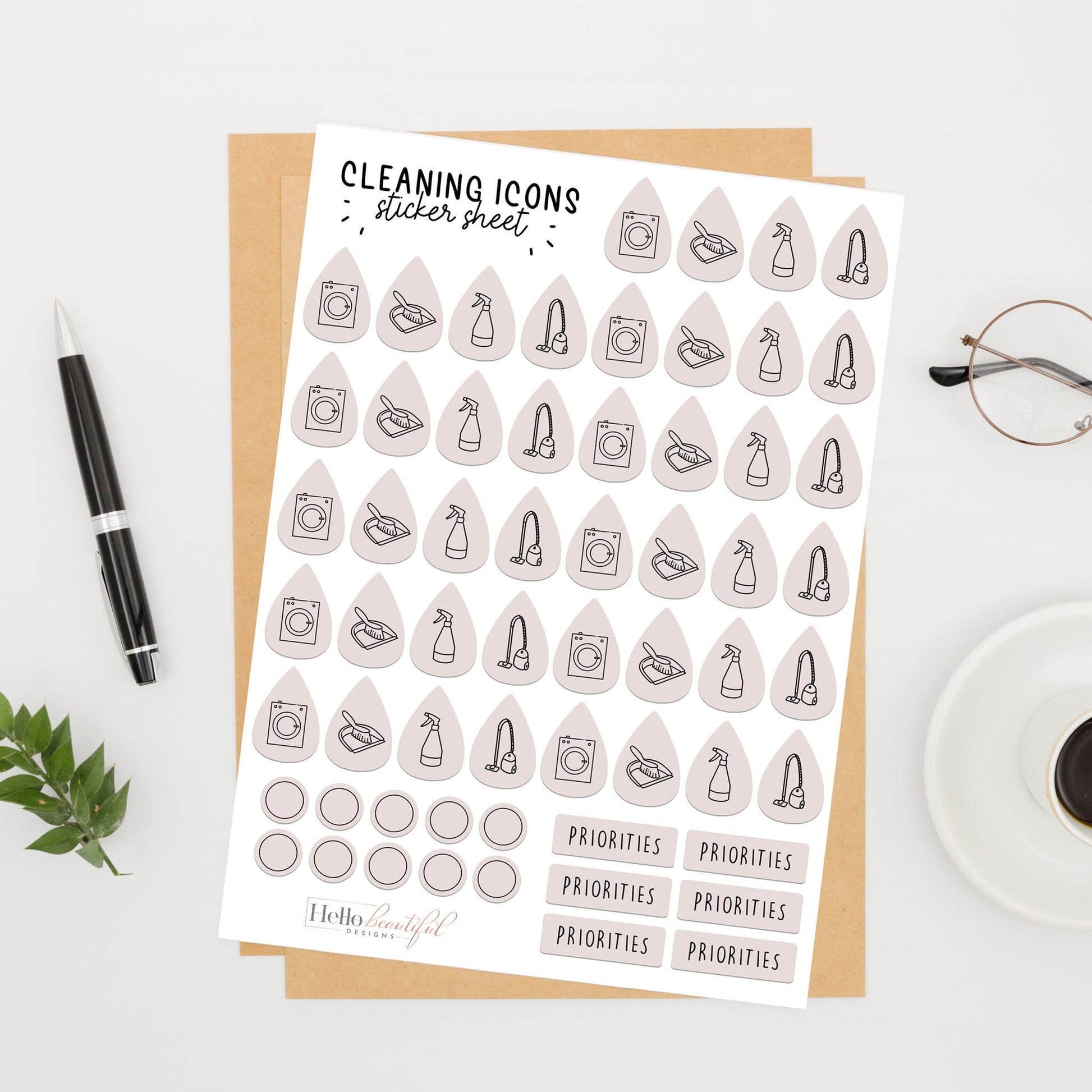 Cleaning Icons Stickers, Weekly Cleaning Planner Stickers, Cleaning Stickers, Organisation Stickers, Planner Stickers, Clean Days Stickers