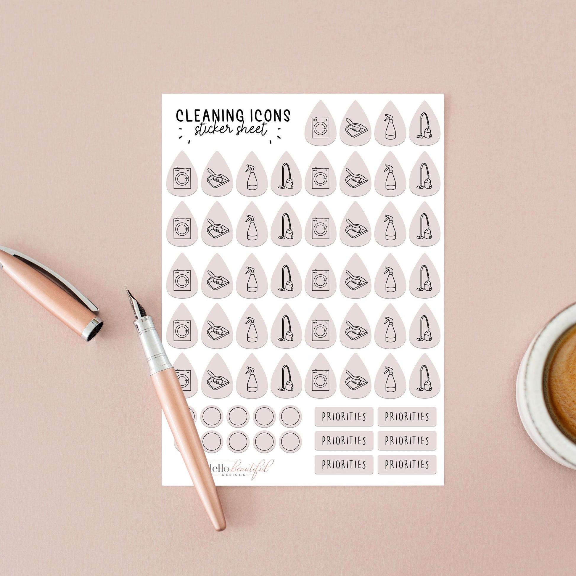 Cleaning Icons Stickers, Weekly Cleaning Planner Stickers, Cleaning Stickers, Organisation Stickers, Planner Stickers, Clean Days Stickers