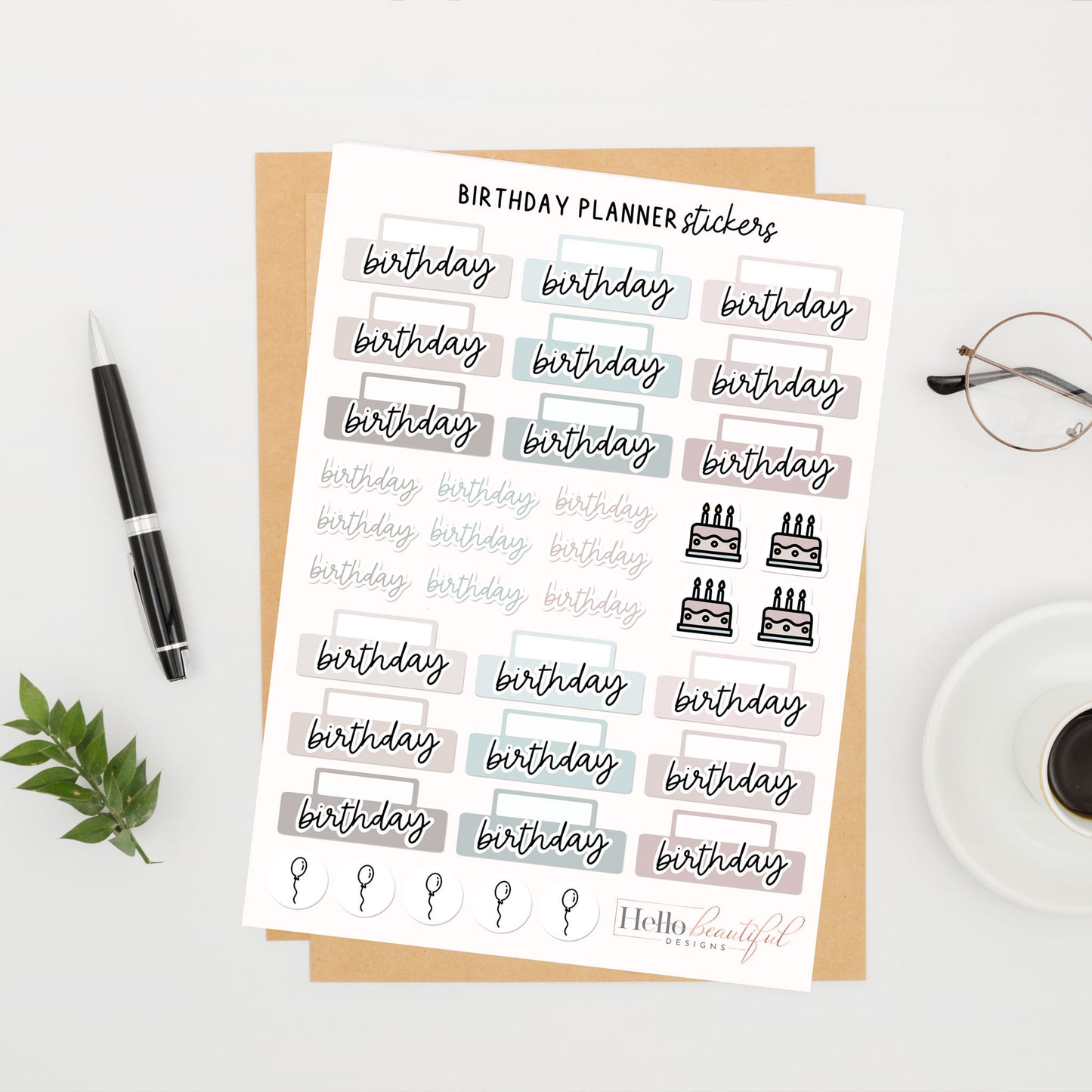 Birthday Planner Stickers, Birthday Icons Stickers, Birthday Stickers, Organisation Stickers, Planner Stickers, Birthday Calendar Stickers