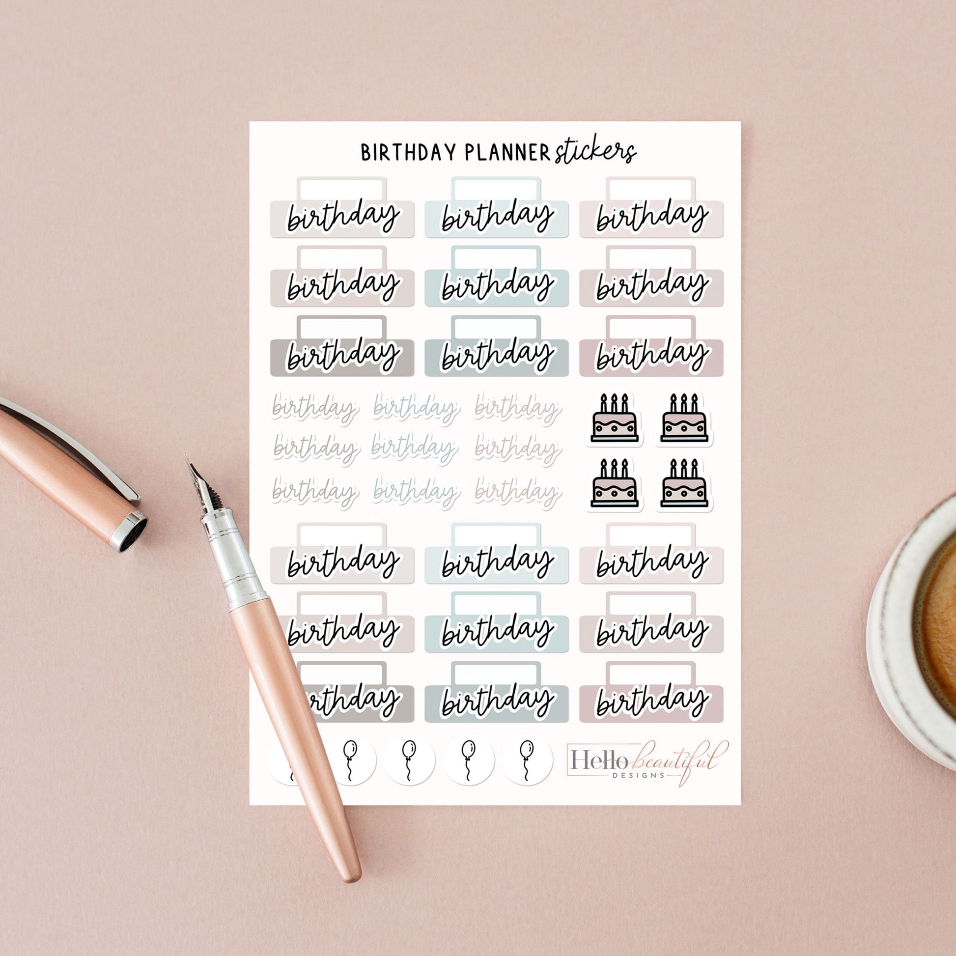 Birthday Planner Stickers, Birthday Icons Stickers, Birthday Stickers, Organisation Stickers, Planner Stickers, Birthday Calendar Stickers