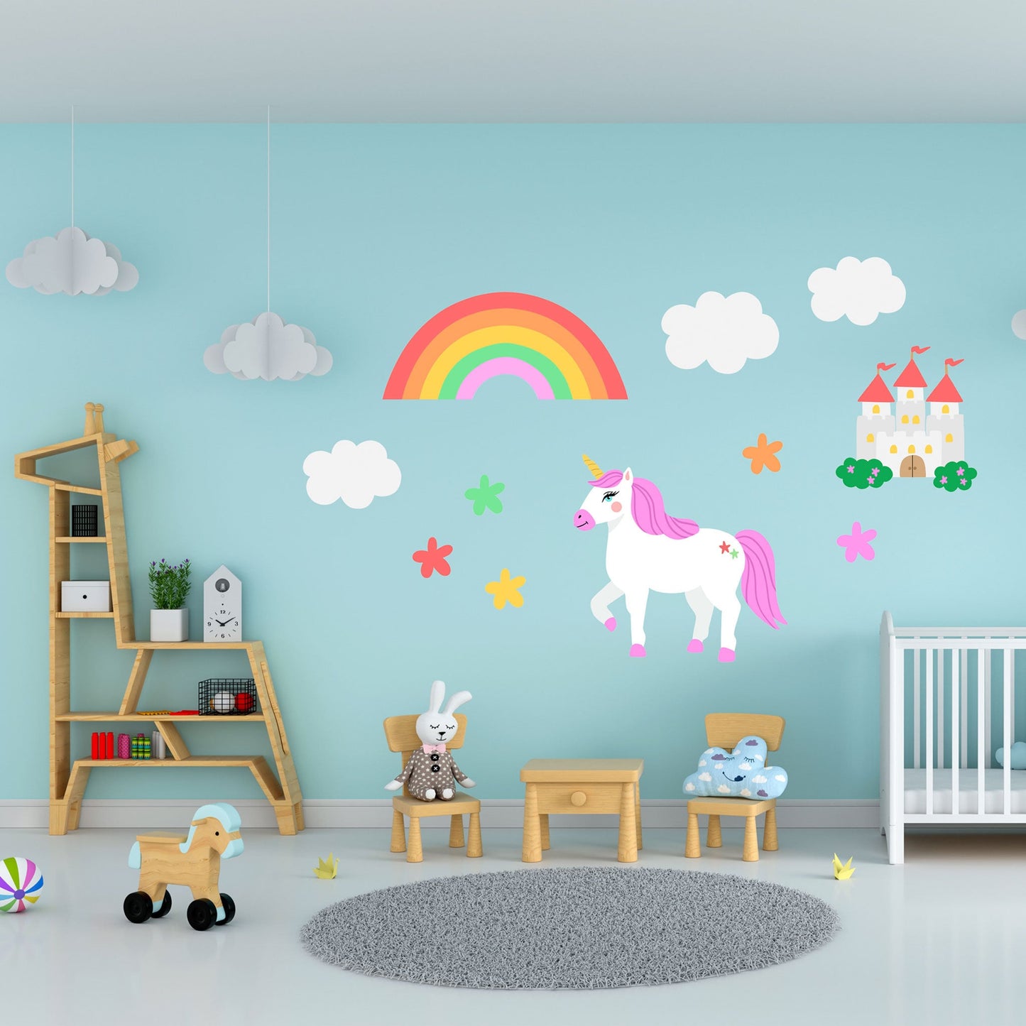 Rainbow Unicorn Wall Stickers, Nursery Wall Stickers, Unicorns Wall Decal