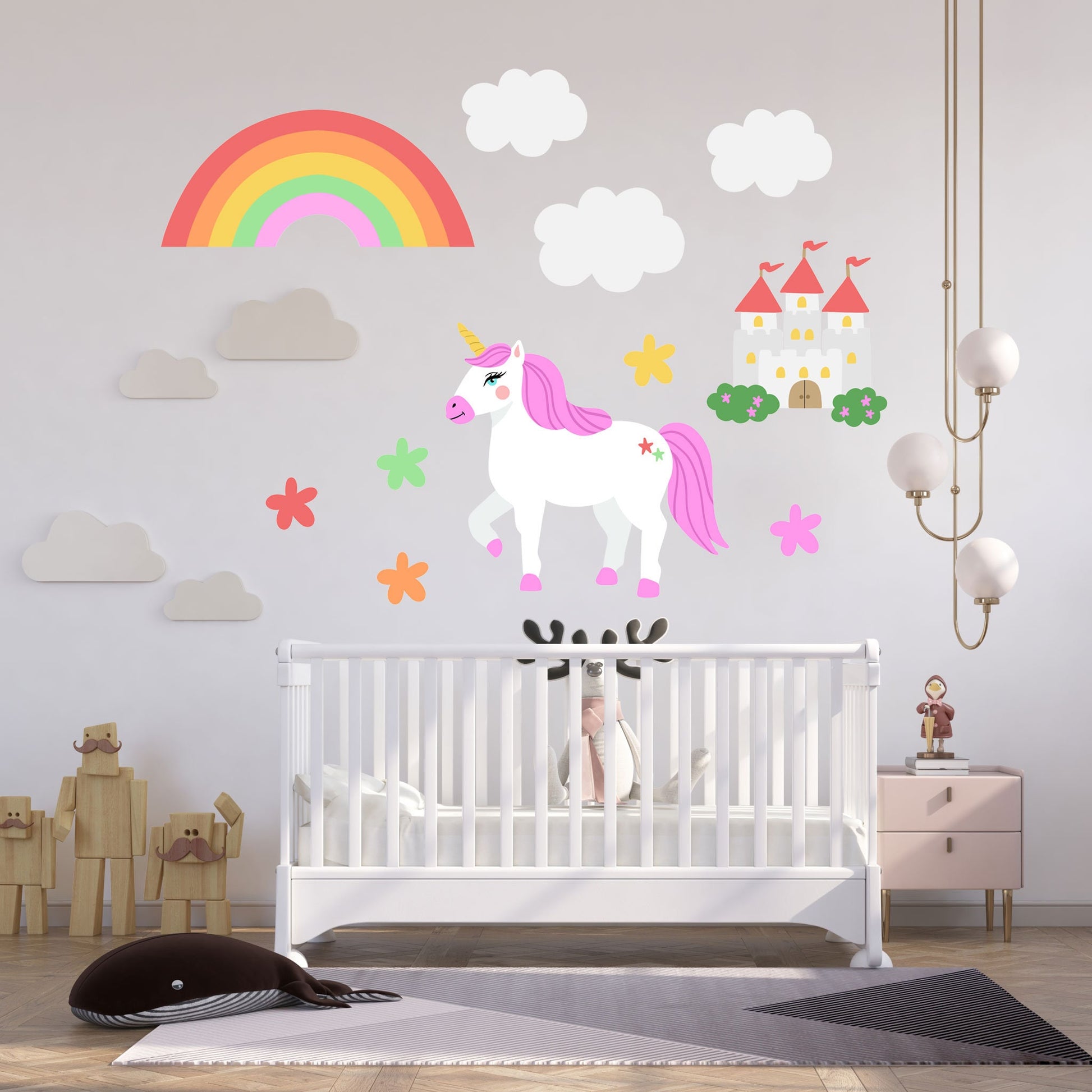 Rainbow Unicorn Wall Stickers, Nursery Wall Stickers, Unicorns Wall Decal