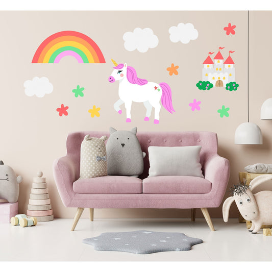 Rainbow Unicorn Wall Stickers, Nursery Wall Stickers, Unicorns Wall Decal