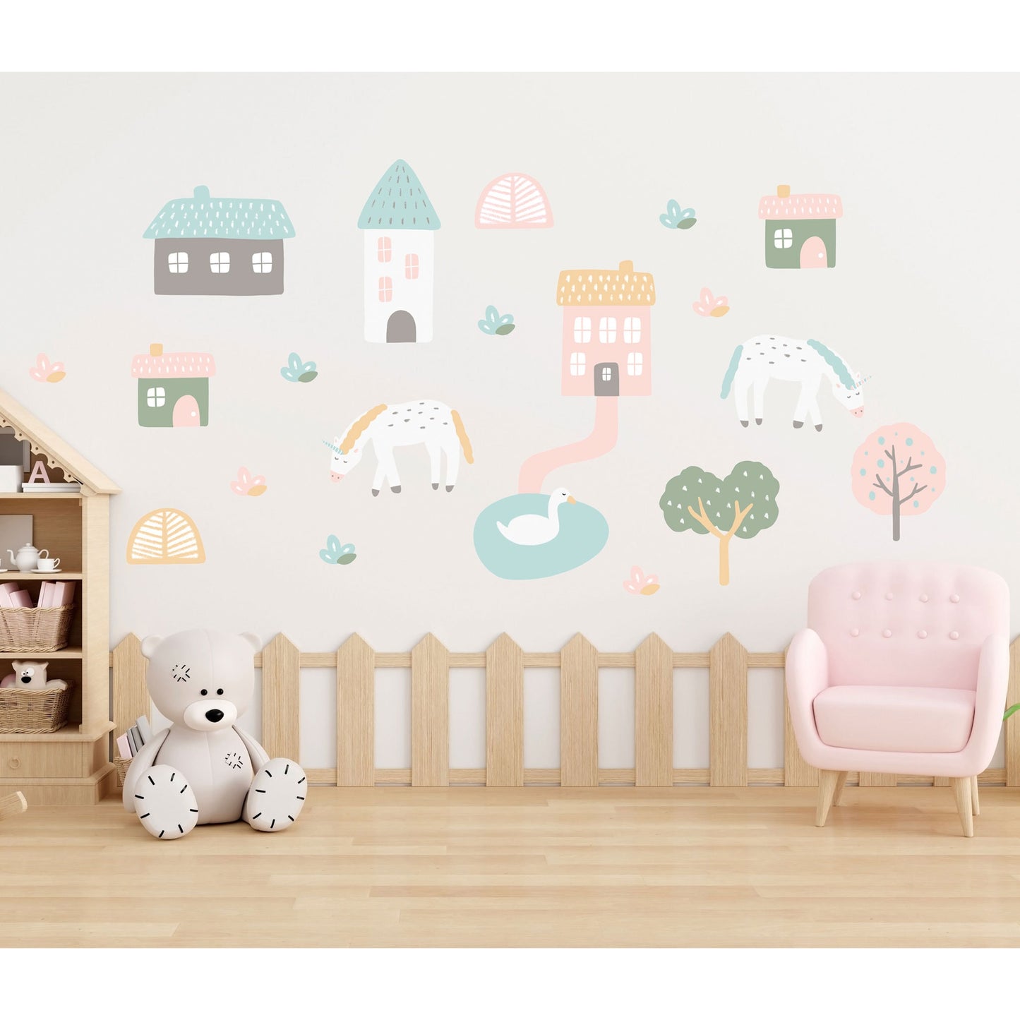 Unicorn Farm Wall Stickers, Nursery Wall Stickers, Unicorns Wall Decal