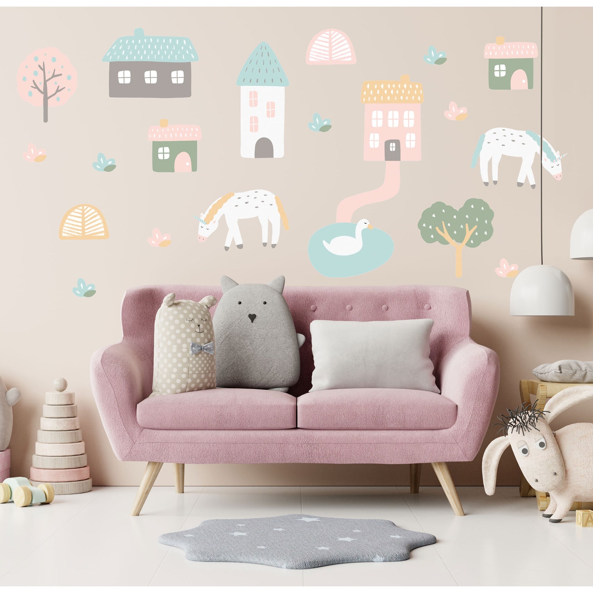 Unicorn Farm Wall Stickers, Nursery Wall Stickers, Unicorns Wall Decal