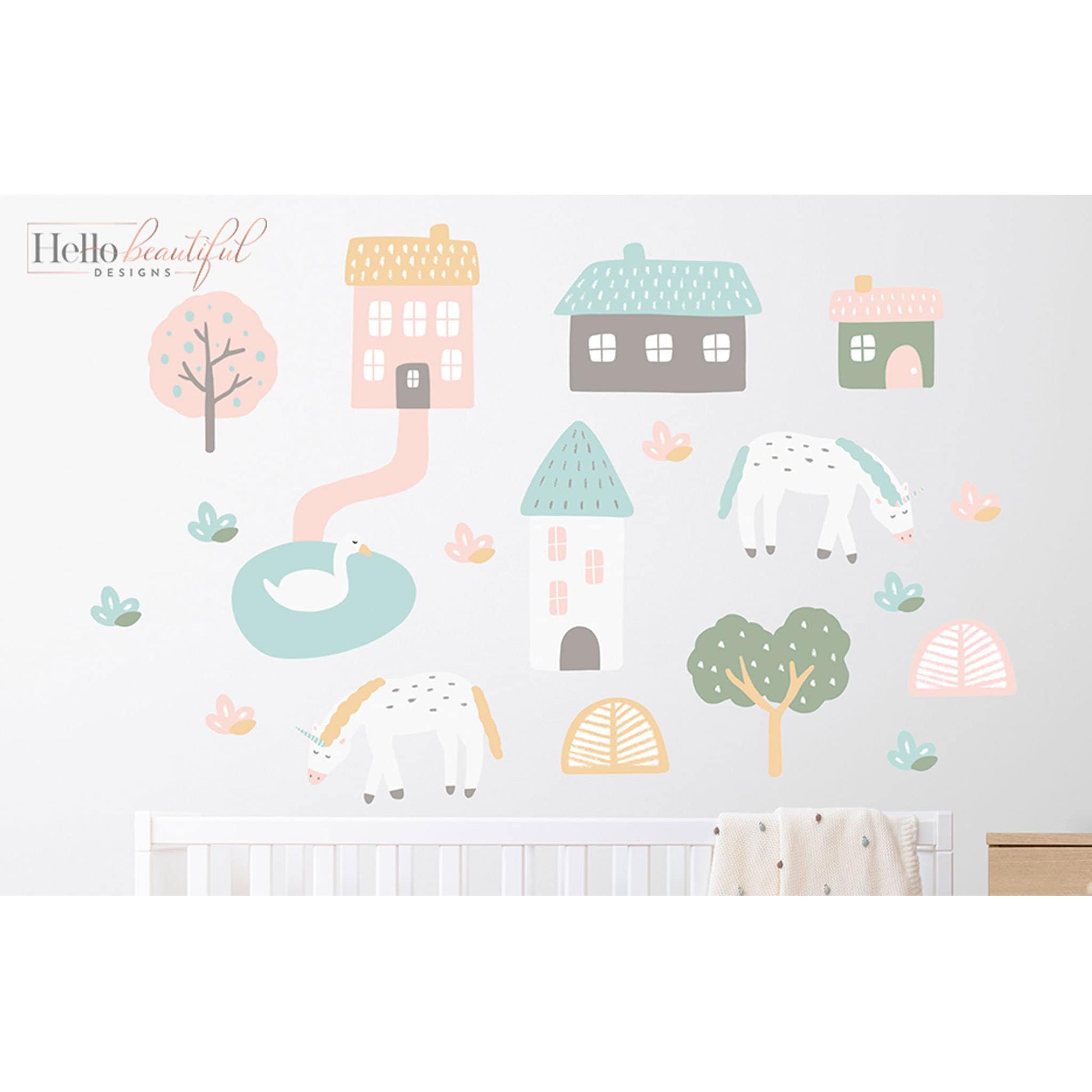 Unicorn Farm Wall Stickers, Nursery Wall Stickers, Unicorns Wall Decal