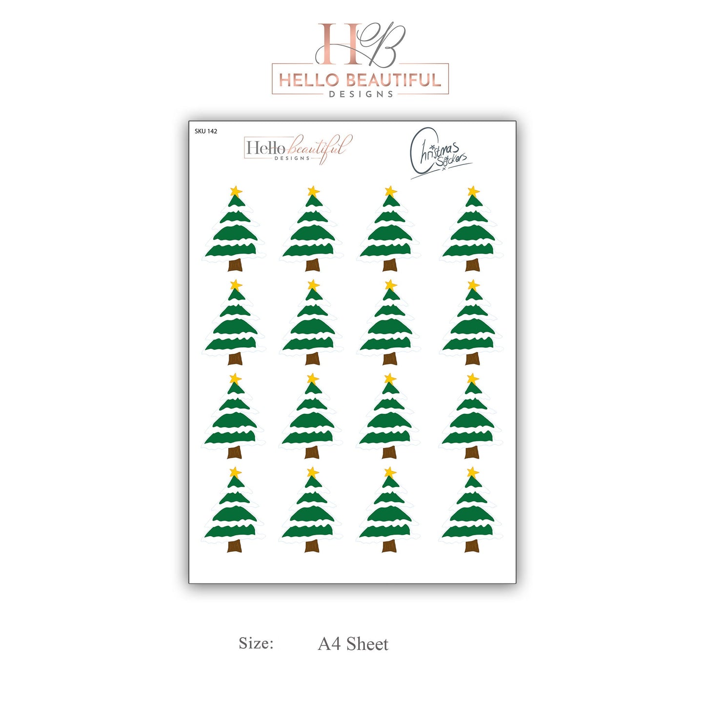 Christmas sticker sheet, Christmas Trees, perfect for gift decorations and festive crafts