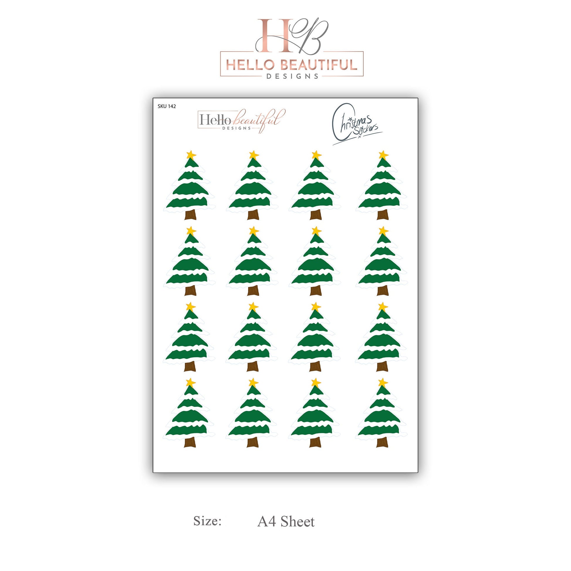 Christmas sticker sheet, Christmas Trees, perfect for gift decorations and festive crafts