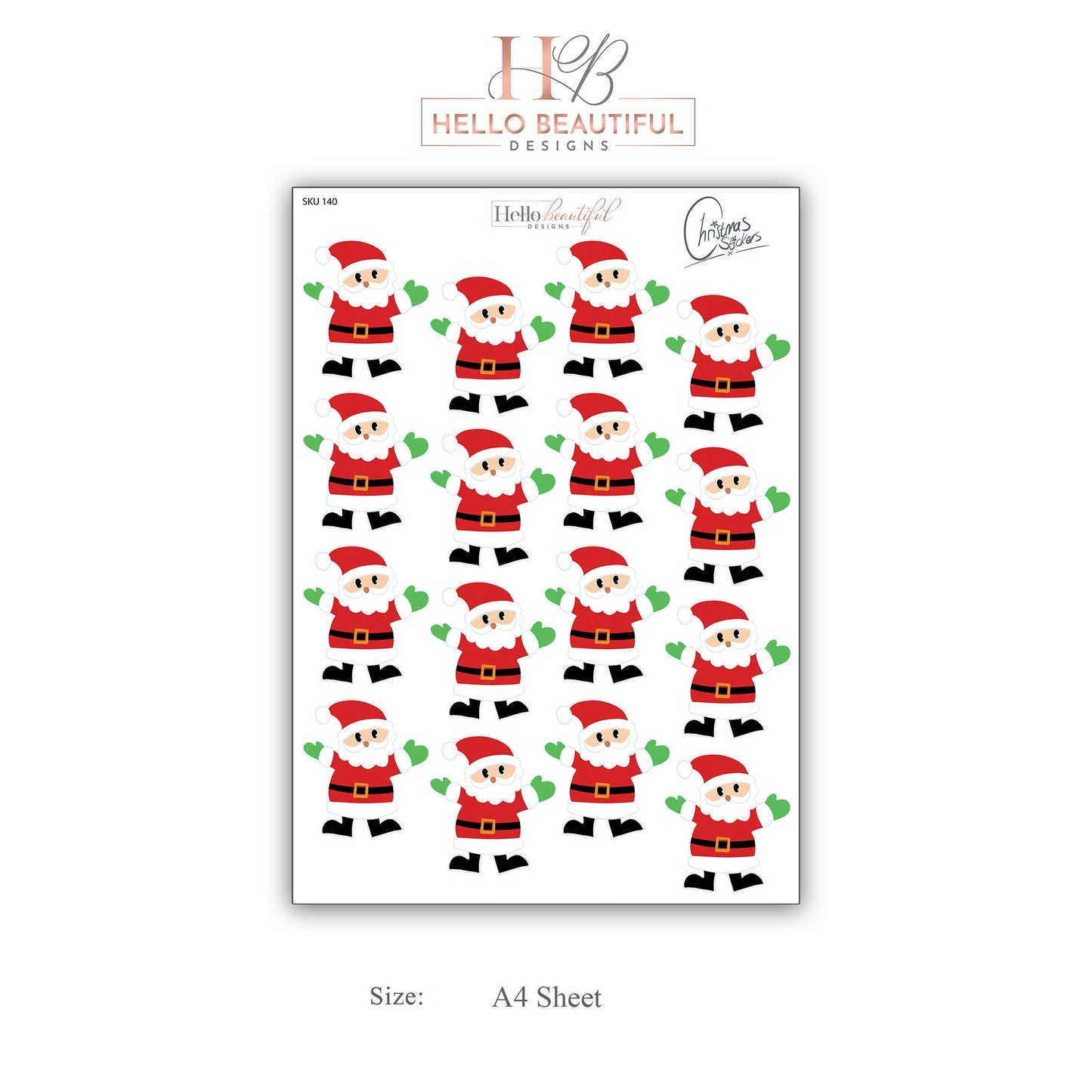 Christmas sticker sheet, Santa, perfect for gift decorations and festive crafts