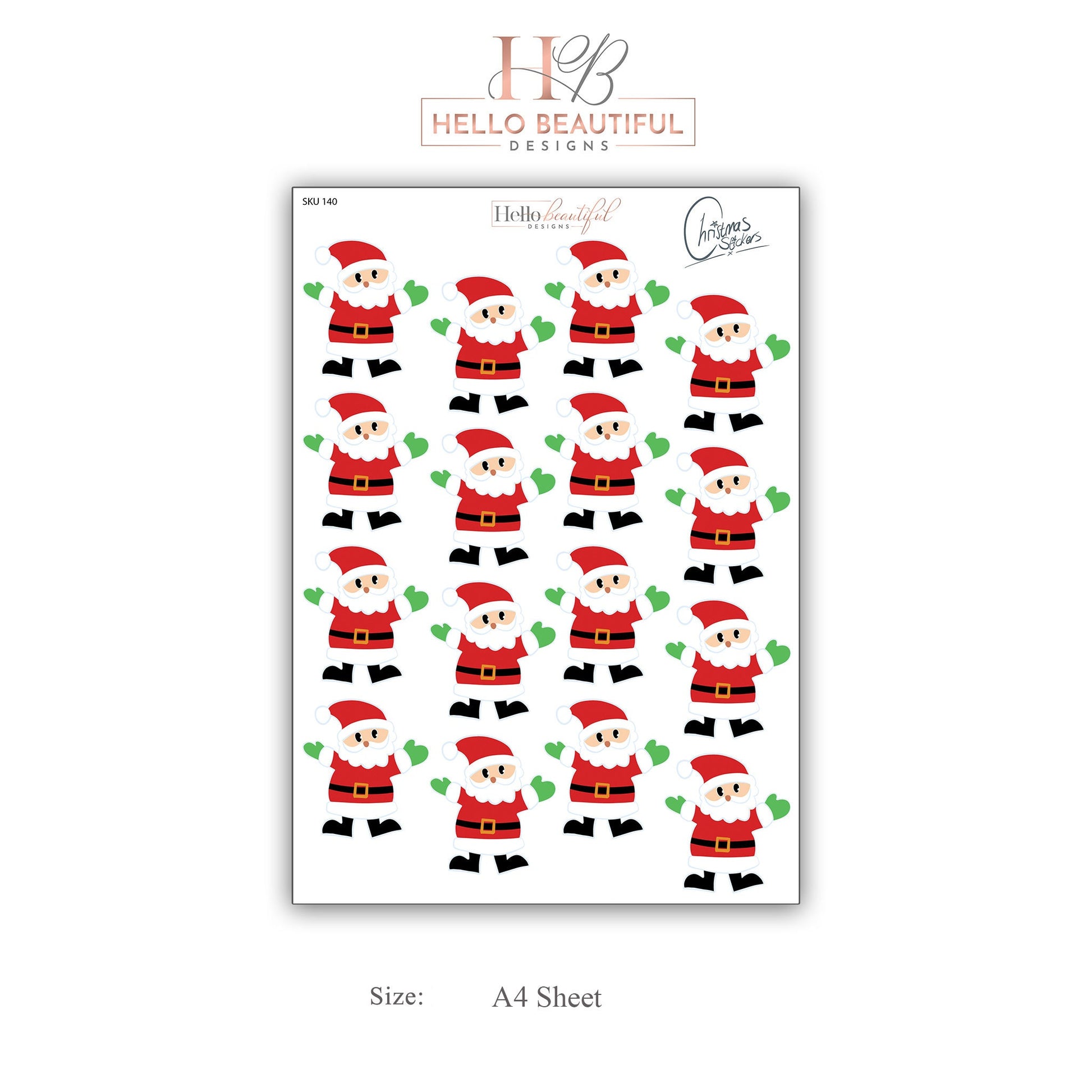 Christmas sticker sheet, Santa, perfect for gift decorations and festive crafts