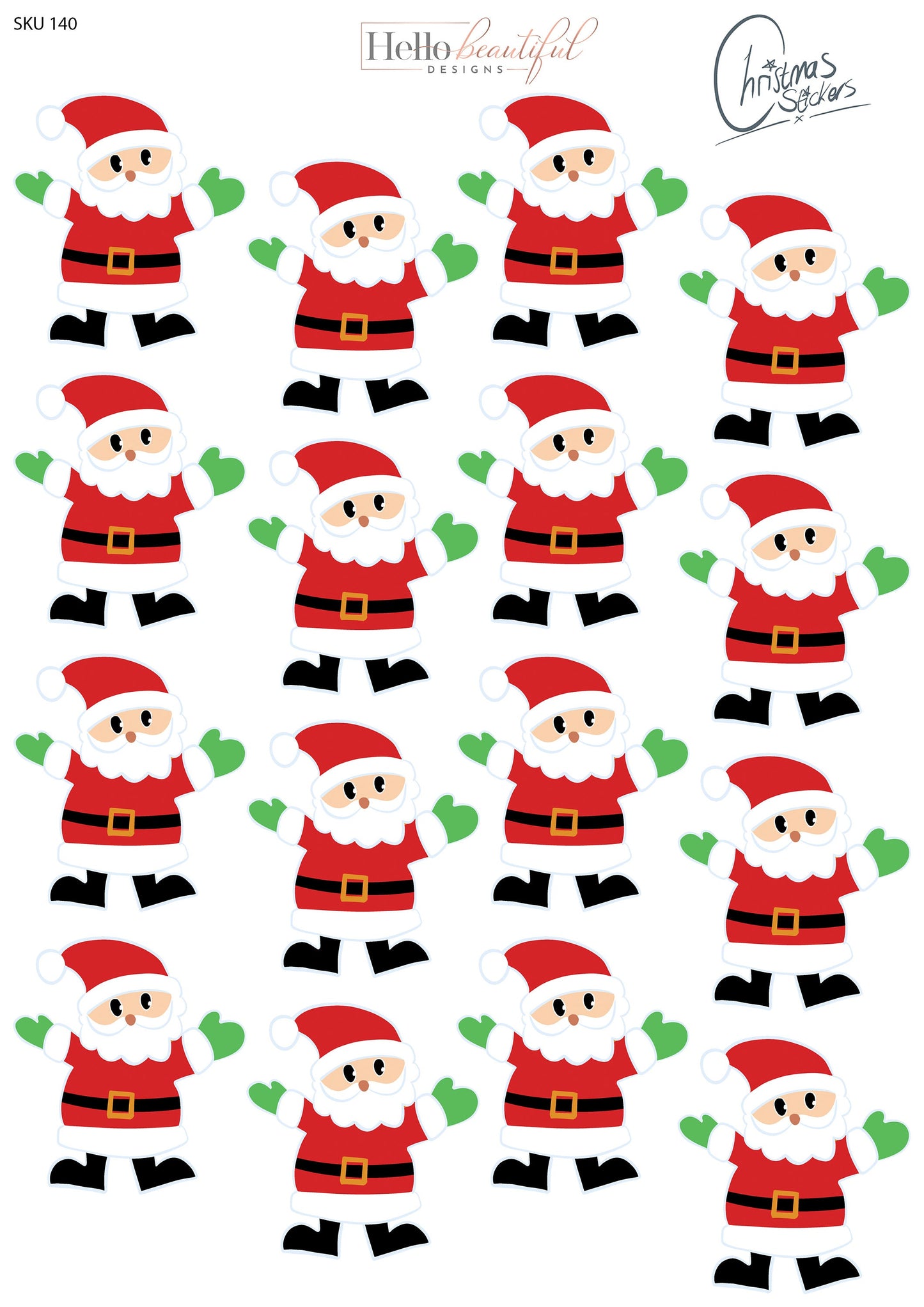 Christmas sticker sheet, Santa, perfect for gift decorations and festive crafts