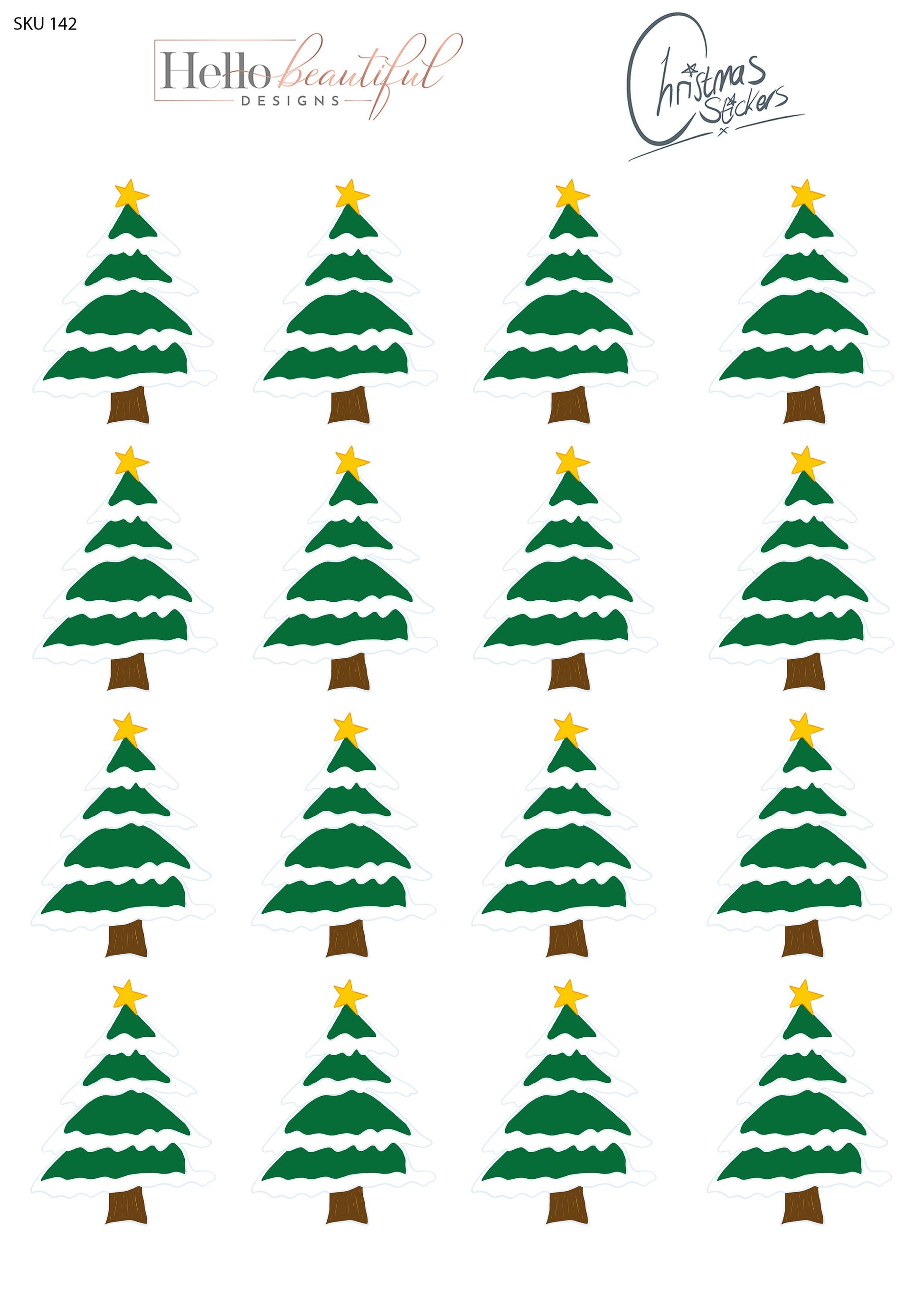 Christmas sticker sheet, Christmas Trees, perfect for gift decorations and festive crafts