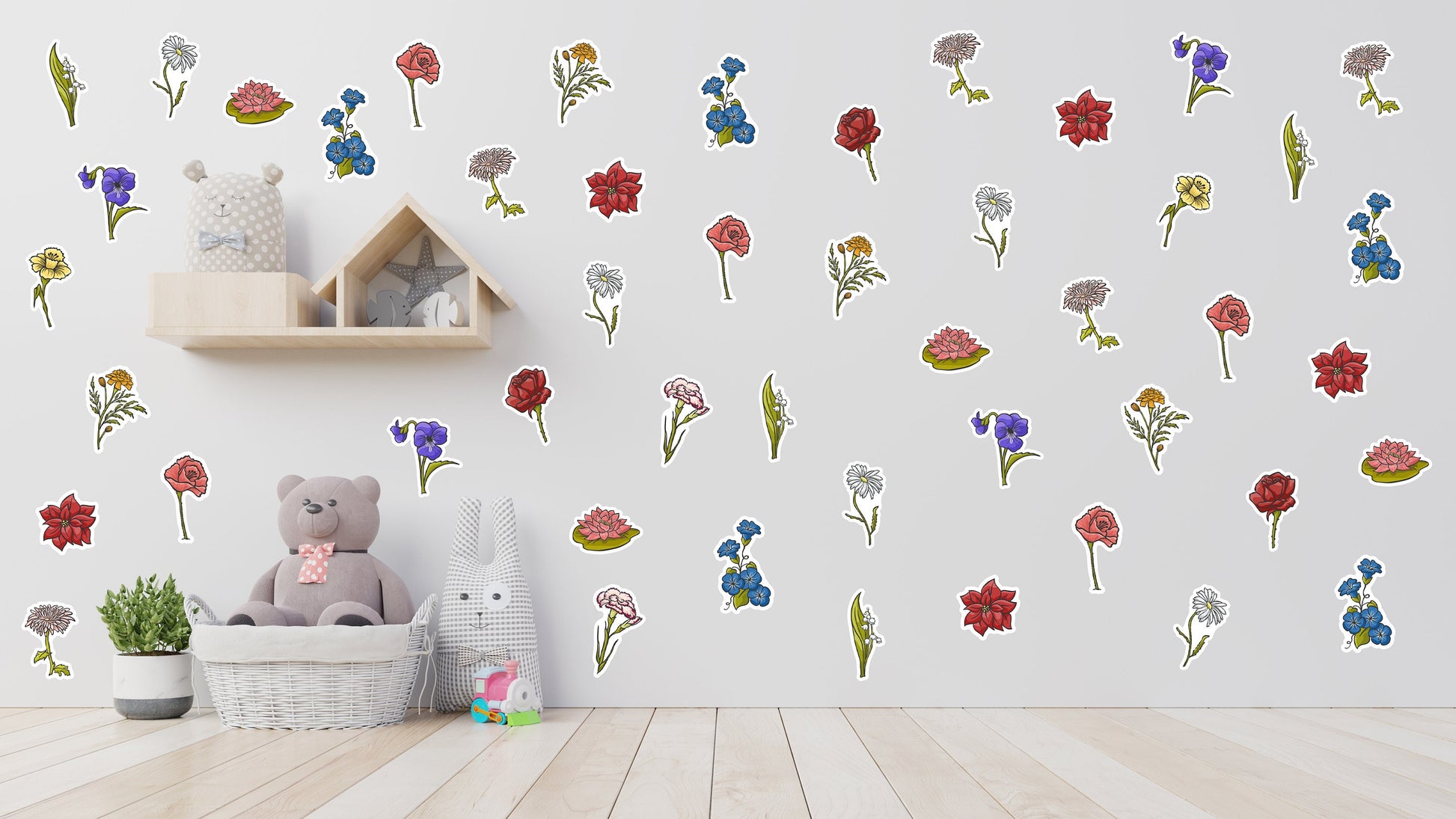 Floral Wall Stickers, Nursery Wall Stickers, Flower Wall Stickers, Children's Wall Decor, Kid's Room, Girl's Bedroom, Floral Decals, Flowers