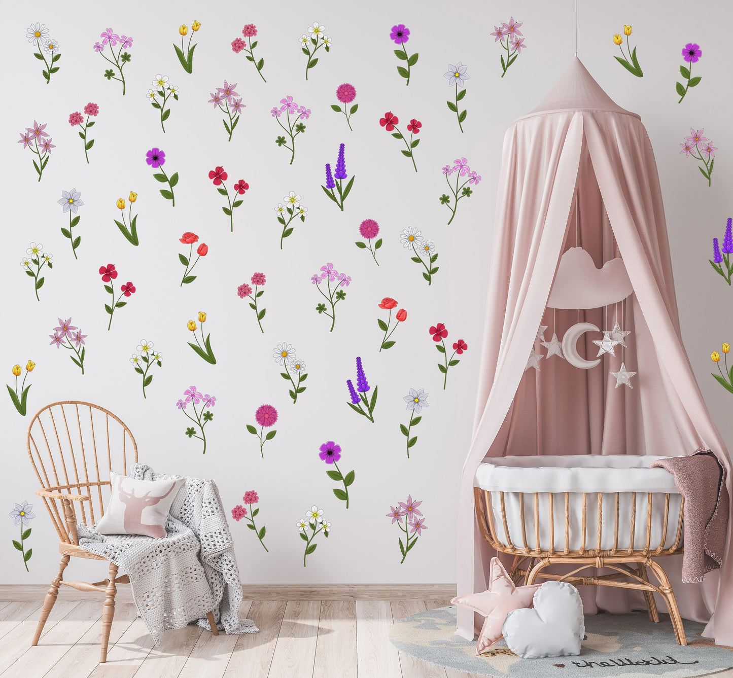 Flower Wall Sticker Wildflower Wall Sticker Floral Wall Sticker Girl Bedroom Decor Wildflower Decal Cute Nursery Wall Sticker Flower Decal