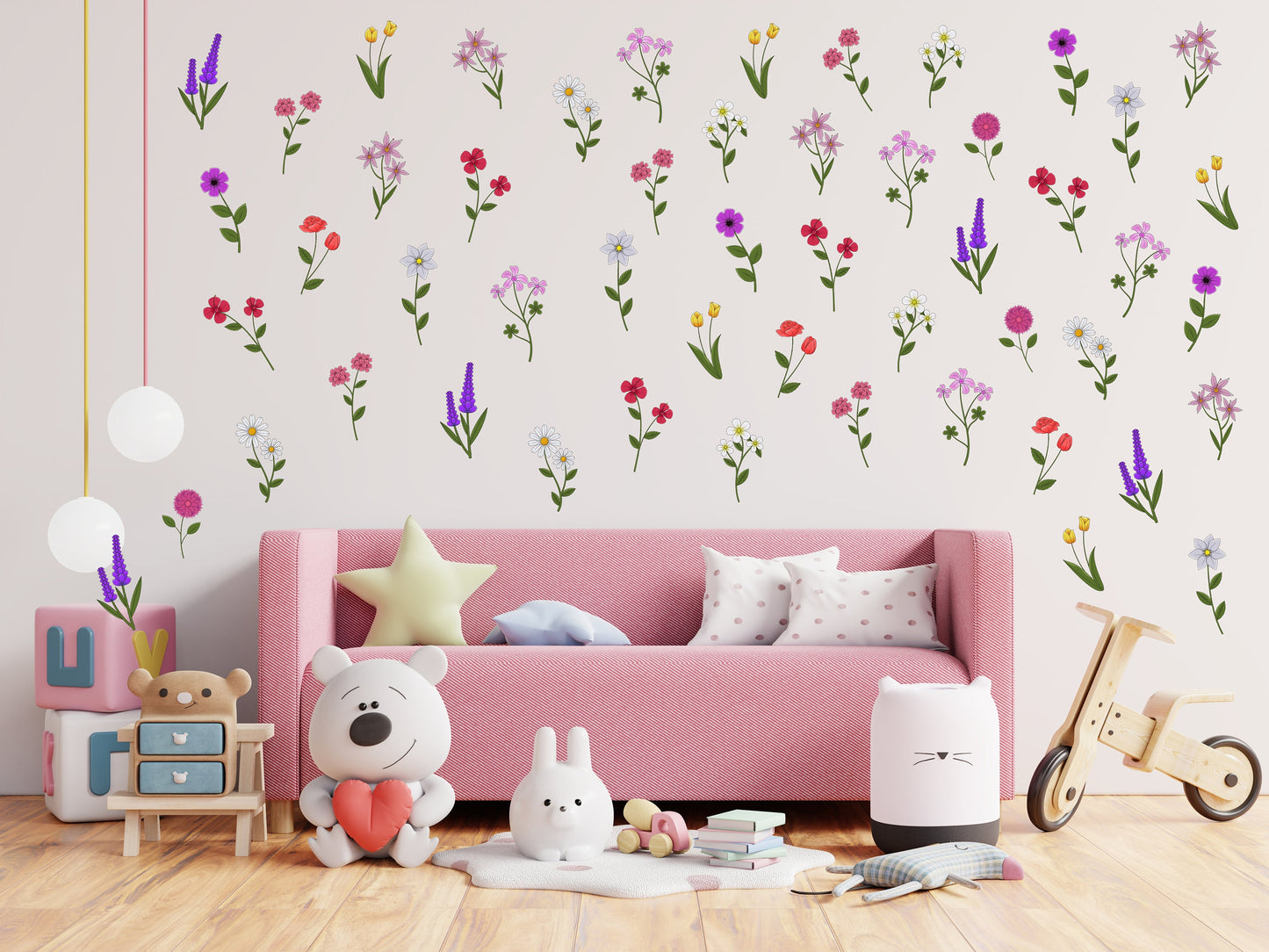 Flower Wall Sticker Wildflower Wall Sticker Floral Wall Sticker Girl Bedroom Decor Wildflower Decal Cute Nursery Wall Sticker Flower Decal