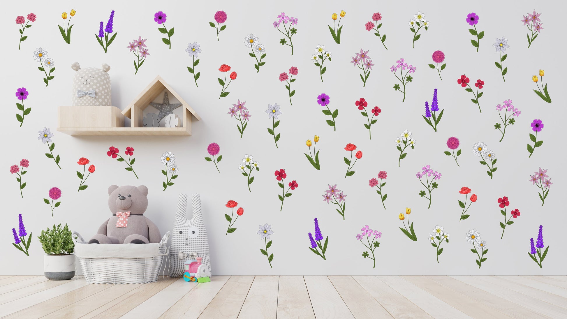 Flower Wall Sticker Wildflower Wall Sticker Floral Wall Sticker Girl Bedroom Decor Wildflower Decal Cute Nursery Wall Sticker Flower Decal