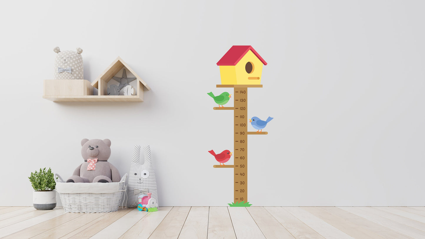 Adorable Bird Feeder Height Chart Wall Sticker - Track Your Child's Growth in Nature's Style!