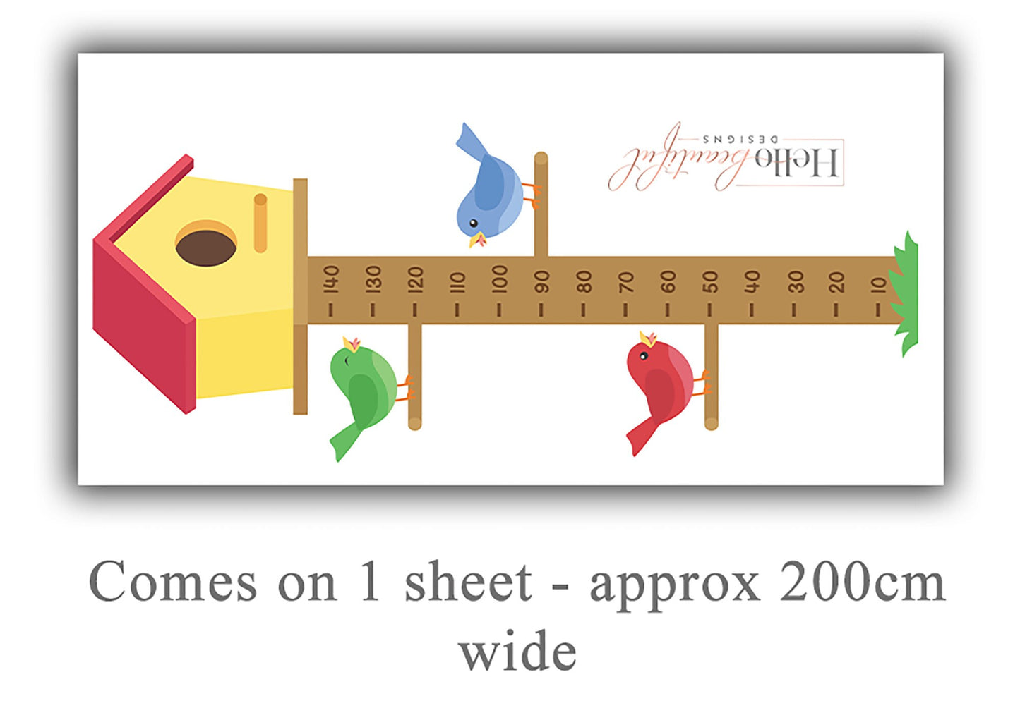 Adorable Bird Feeder Height Chart Wall Sticker - Track Your Child's Growth in Nature's Style!