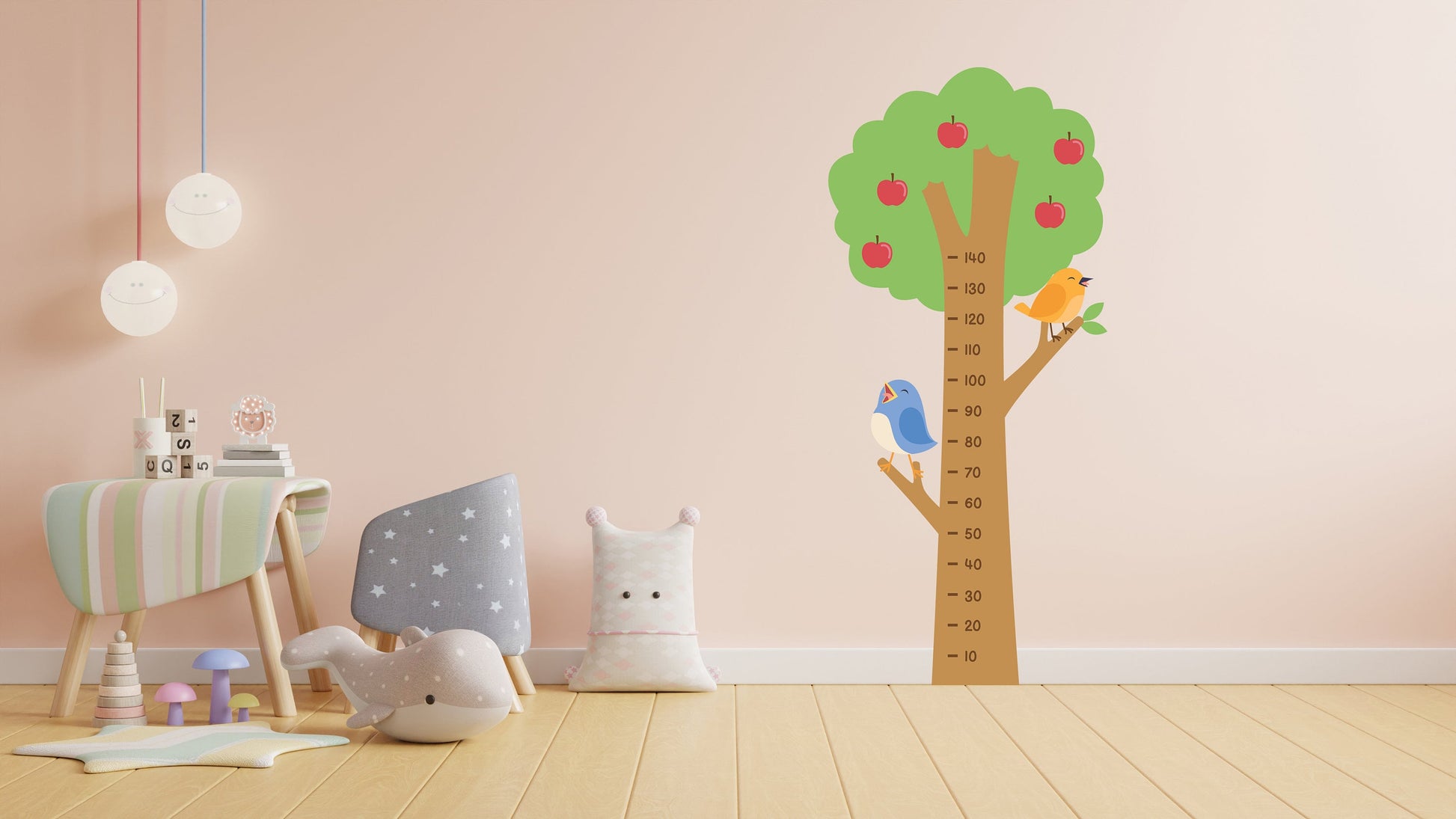 Get Your Hands on Our Handmade Apple Tree Growth Chart Wall Sticker - Perfect for Tracking Your Child's Growth Up to 140cm!