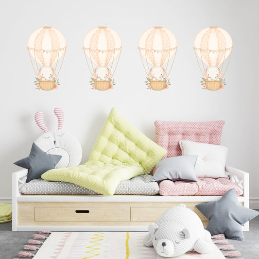 Hot Air Balloon Wall Sticker Kids Bedroom Girls Decor Nursery Wallpaper Idea Children Baby Elephant Cute Animal Toddler Floating Design