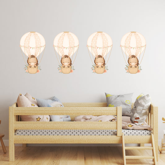 Hot Air Balloon Wall Sticker Kids Bedroom Girls Decor Nursery Wallpaper Idea Children Baby Horse Cute Animal Toddler Floating Design